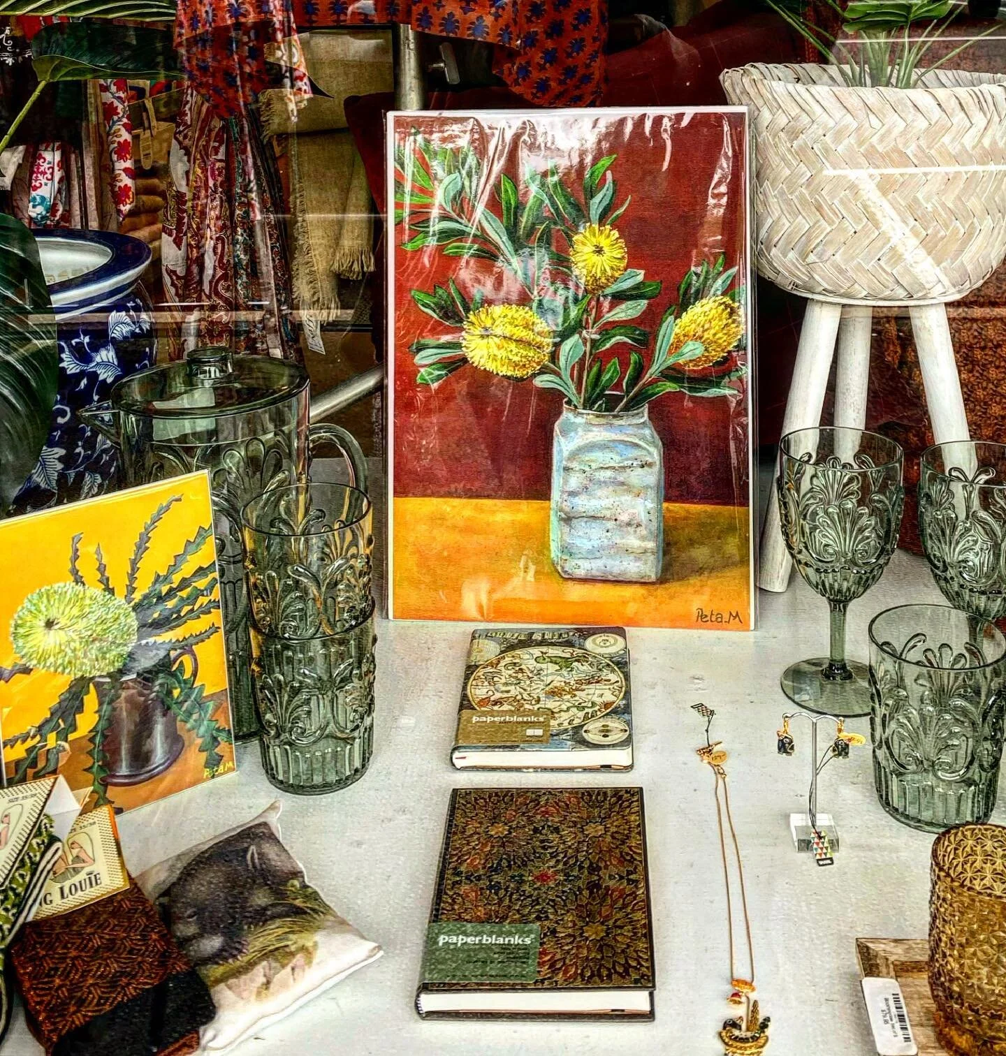 The gorgeous @stocksgiftsgallery are now stocking my fine art prints &amp; greeting cards in Castlemaine.  Sam always does the most beautiful window displays.  Pop in and have a squiz if you are local. 
.
.
.
#castlemaine #fineartprints #petamawby #s