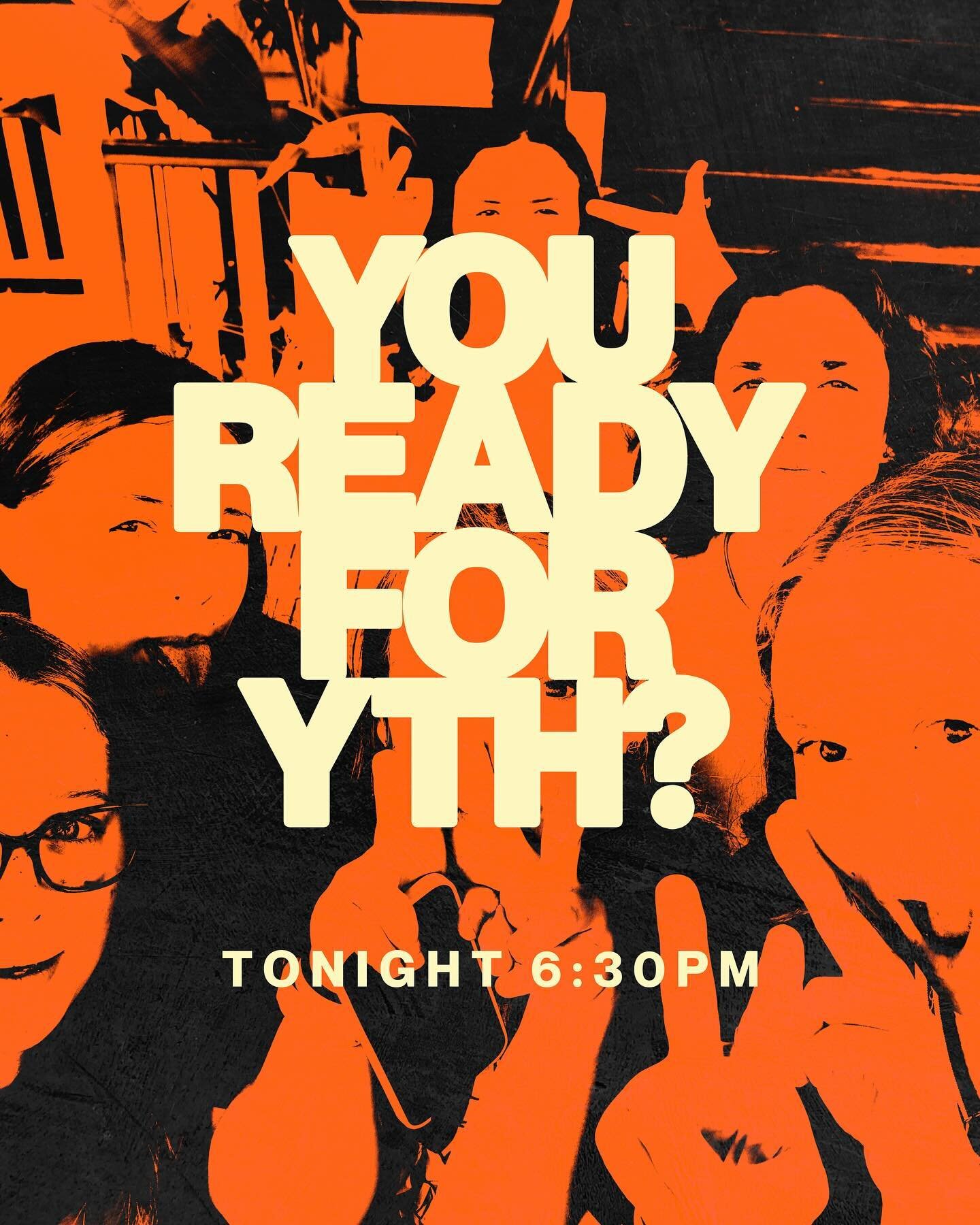 HAPPY FRIDAY! YTH is back tonight at church from 6:30PM, make sure you&rsquo;re there. 🤝

We got games, food, hangs, the word, and more happening. Bring your friends, and we&rsquo;ll see you there 💥