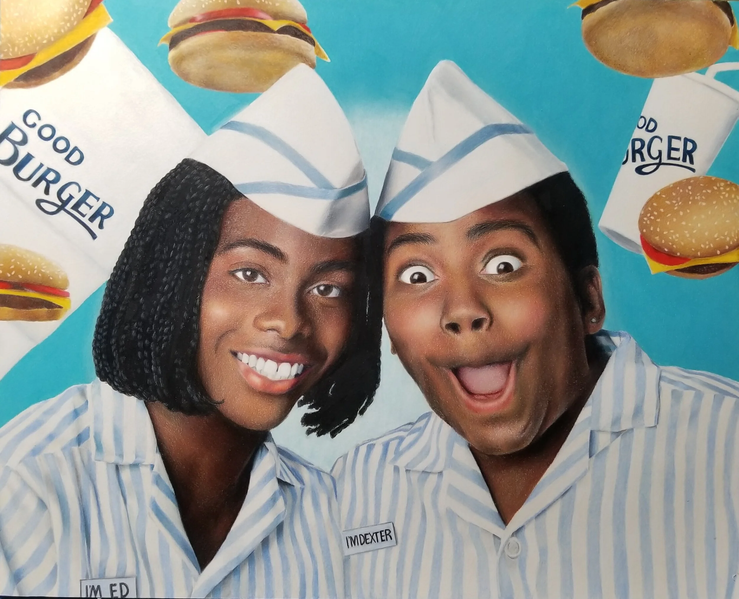 Kenan & Kel  from Good Burger. 
This piece took about 90 hours to complete. 25 of those were spent drawing it out.
Strathmore 500 Series plate surface Bristol 
Caran D'Ache Luminance colored pencil