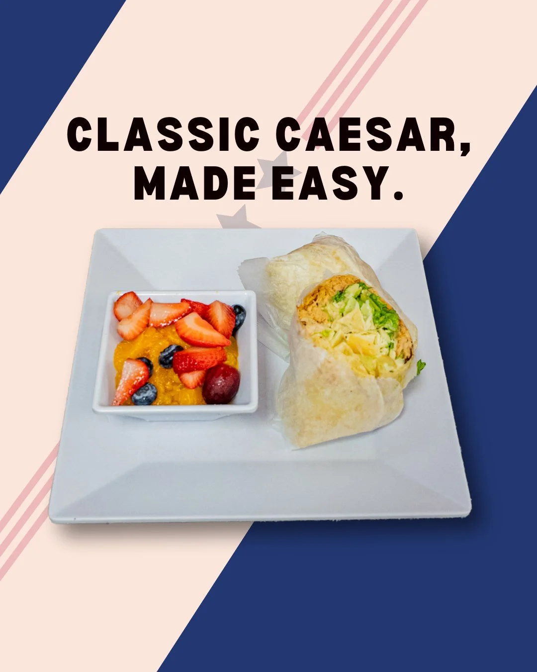 Classic Caesar, made easy. 🌯
Grilled chicken, crisp lettuce, a savory blend of Parmesan and Romano, and creamy Caesar dressing&mdash;all wrapped up for a simple, satisfying bite.