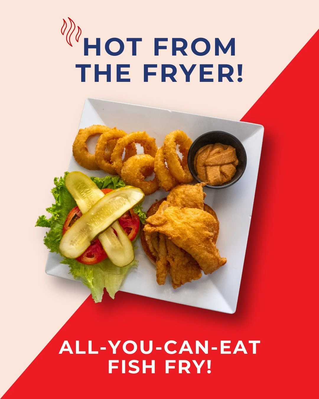 Hot from the fryer! 🔥

Happy Fish Fry Friday! Our fish is crispy, golden, and made fresh. Come hungry and enjoy our all you can eat specials!