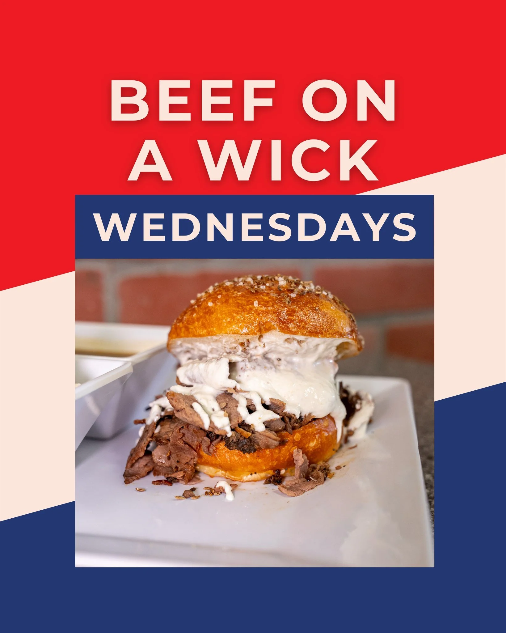 Is your mouth watering yet? It&rsquo;s Beef Wick Wednesday 🥪
Come grab a hot, savory beef on weck and make your Wednesday a little better.