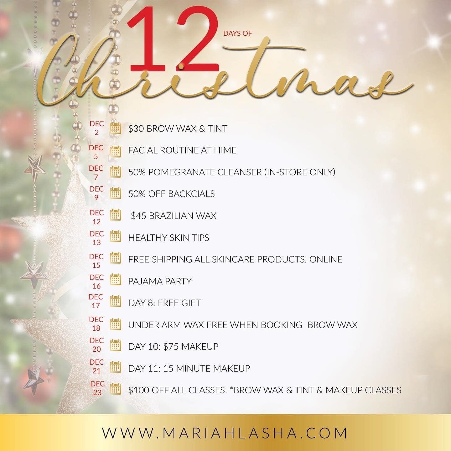 Mariah LaSha Skin Studio 12 Days Of Christmas Starts At Midnight!! 🎄

MariahLasha.com