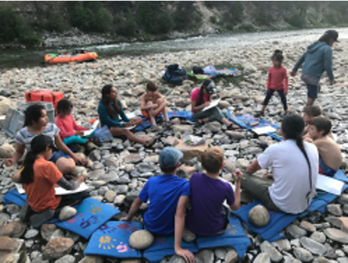 Shoshone-Bannock children learning on the river.