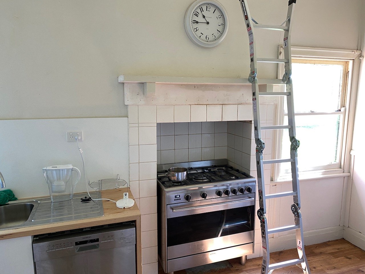 The kitchen stove needed a bit of help.....