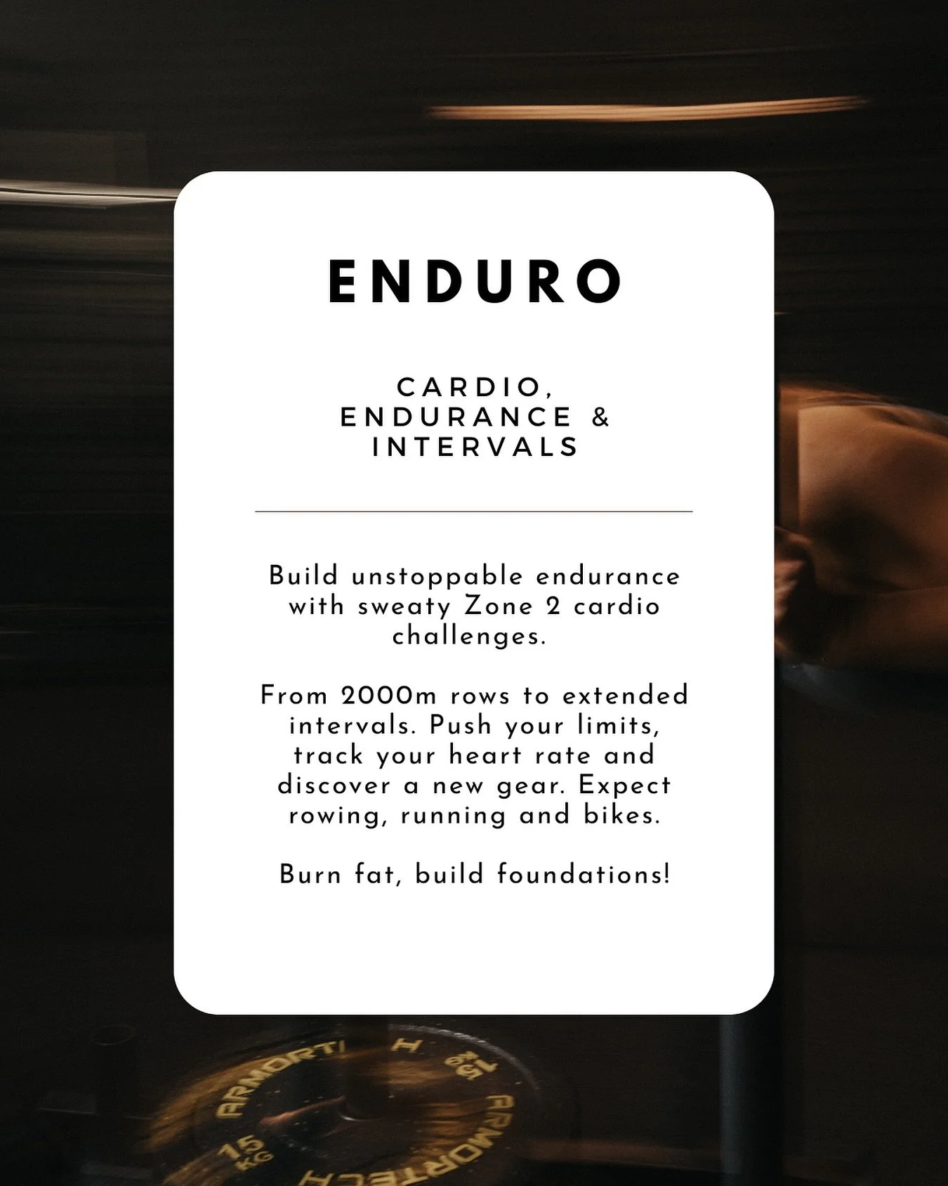 ENDURO 🔥🔥

To celebrate the launch of our new Nedlands 2.0 studio, we&rsquo;re dropping a brand new class.

This one&rsquo;s all about endurance - building your engine, finding your rhythm and holding pace when it counts. 

Expect sweat, tears and 