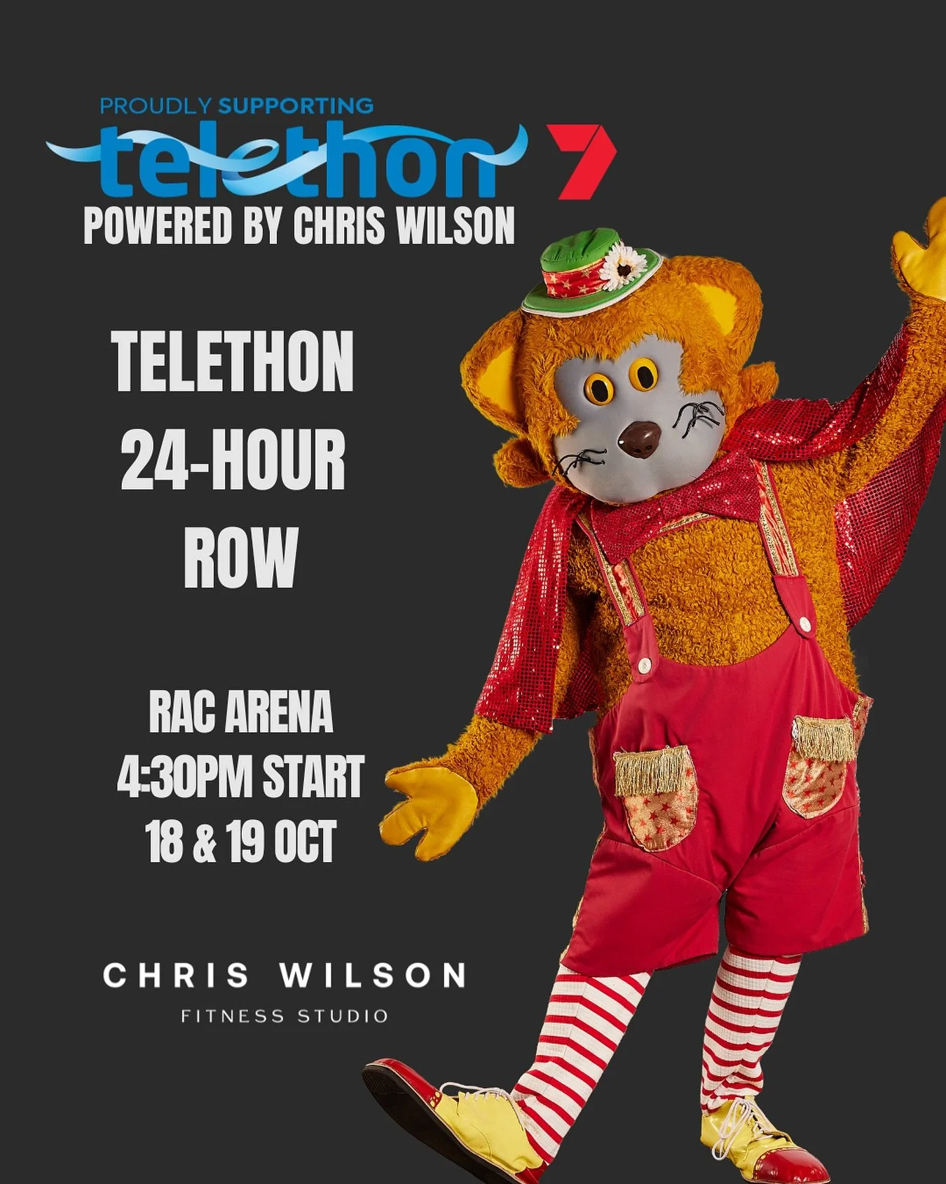 Join the Telethon 24-Hour Row - powered by Chris Wilson 🔥

Saturday 18th 4:30pm to Sunday 19th October 4:30pm at RAC Arena, we&rsquo;re rowing for a reason: to raise vital funds for sick kids across Western Australia. 

HOW TO GET INVOLVED? 
Jump in
