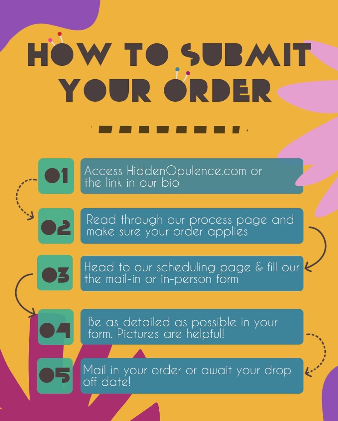Just a little step by step on how to submit an order with us. Oh how we love youuuuuu 🐢🤍 Book now with the link in our bio! 🪄👗🧥🧵🪡