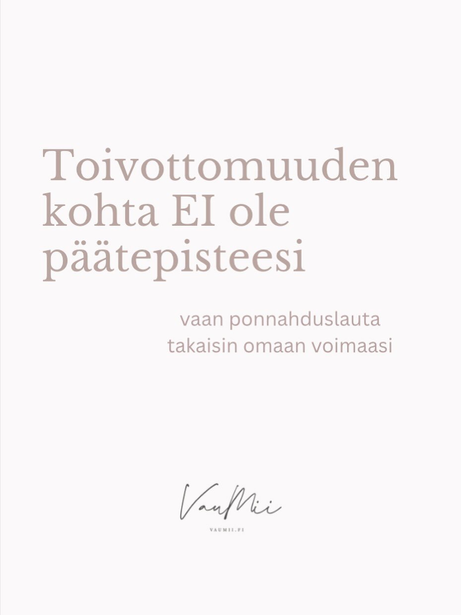 Toivottomuus. Tunne siit&auml;, ett&auml; ei ole vaihtoehtoja, olen umpikujassa enk&auml; p&auml;&auml;se eteenp&auml;in, mit&auml;&auml;n ei ole teht&auml;viss&auml;, ovat kokemuksia, jotka liittyv&auml;t hermoston alivireyteen sek&auml; pessimistis