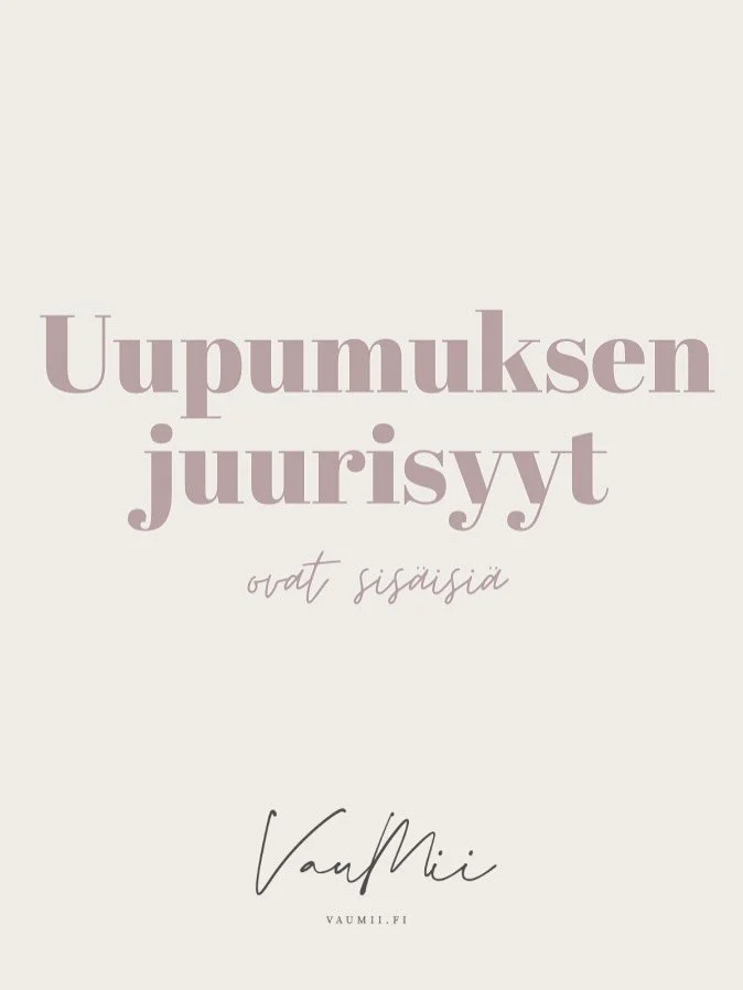 Kaikki puhuvat ruuhkavuosien, perhearjen tai ty&ouml;kulttuurin mahdottomuudesta, 

Mutta m&auml; ajattelen, ett&auml; uupumus EI johdu pelk&auml;st&auml;&auml;n olosuhteista, vaan siit&auml; kuinka me kukin t&auml;h&auml;n kaikkeen kuormitukseen rea