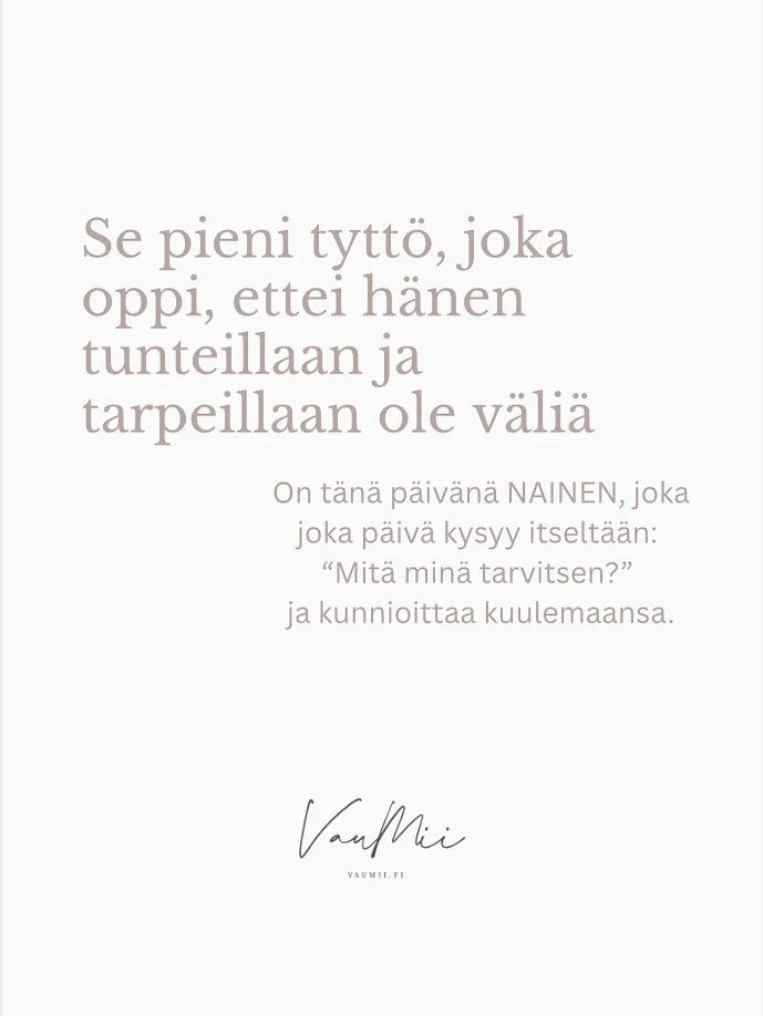 Sin&auml; voit olla se NAINEN, joka kirjoittaa uudelleen tarinansa, l&ouml;yt&auml;&auml; oman arvon tuntonsa, oman suuntansa ja terveet rajansa, ja p&auml;&auml;st&auml;&auml; irti menneisyyden painolastista ja asettuu vahvemmin itsens&auml; puolell