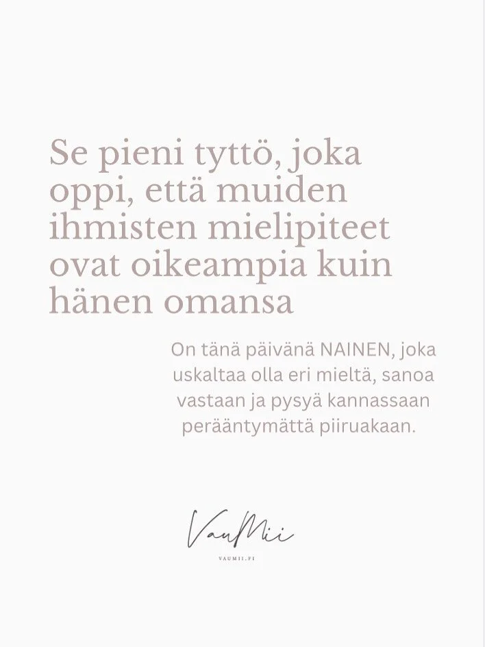 Sin&auml; voit olla se NAINEN, joka kirjoittaa uusiksi oman tarinansa;

🔐Kohtaa kipunsa

🔐Murtaa haitalliset ajatus-ja toimintamallinsa

🔐Kirkastaa arvonsa ja alkaa el&auml;&auml; niiden mukaan

🔐Ja asettuu vahvemmin itsens&auml; puolelle 

Autan