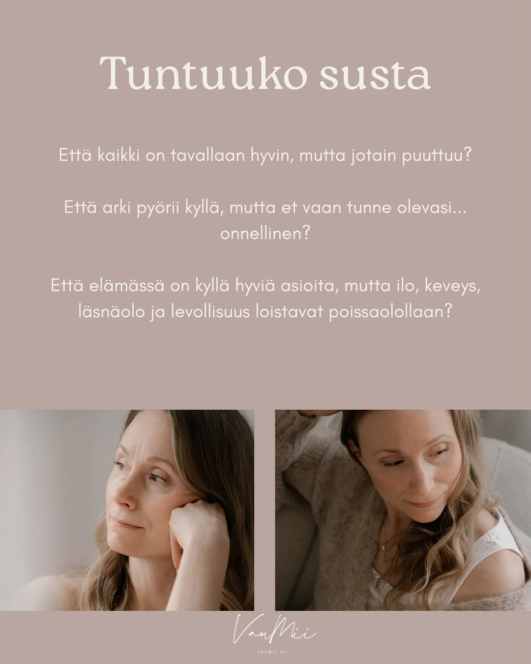 Kun on sinun aikasi asettua vahvemmin itsesi puolelle, kirjoittaa uusiksi oma tarinasi ja murtautua ulos niist&auml; uuvuttavista ajattelu- ja toimintamalleista, jotka k&auml;&auml;ntyv&auml;t itse&auml;si vastaan, voit 

🔍Tutustua palveluihini ja a