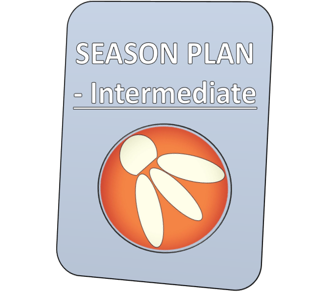 Cover image displaying the text 'Season Plan - Intermediate' with an abstract logo featuring elongated shapes on an orange circle background.