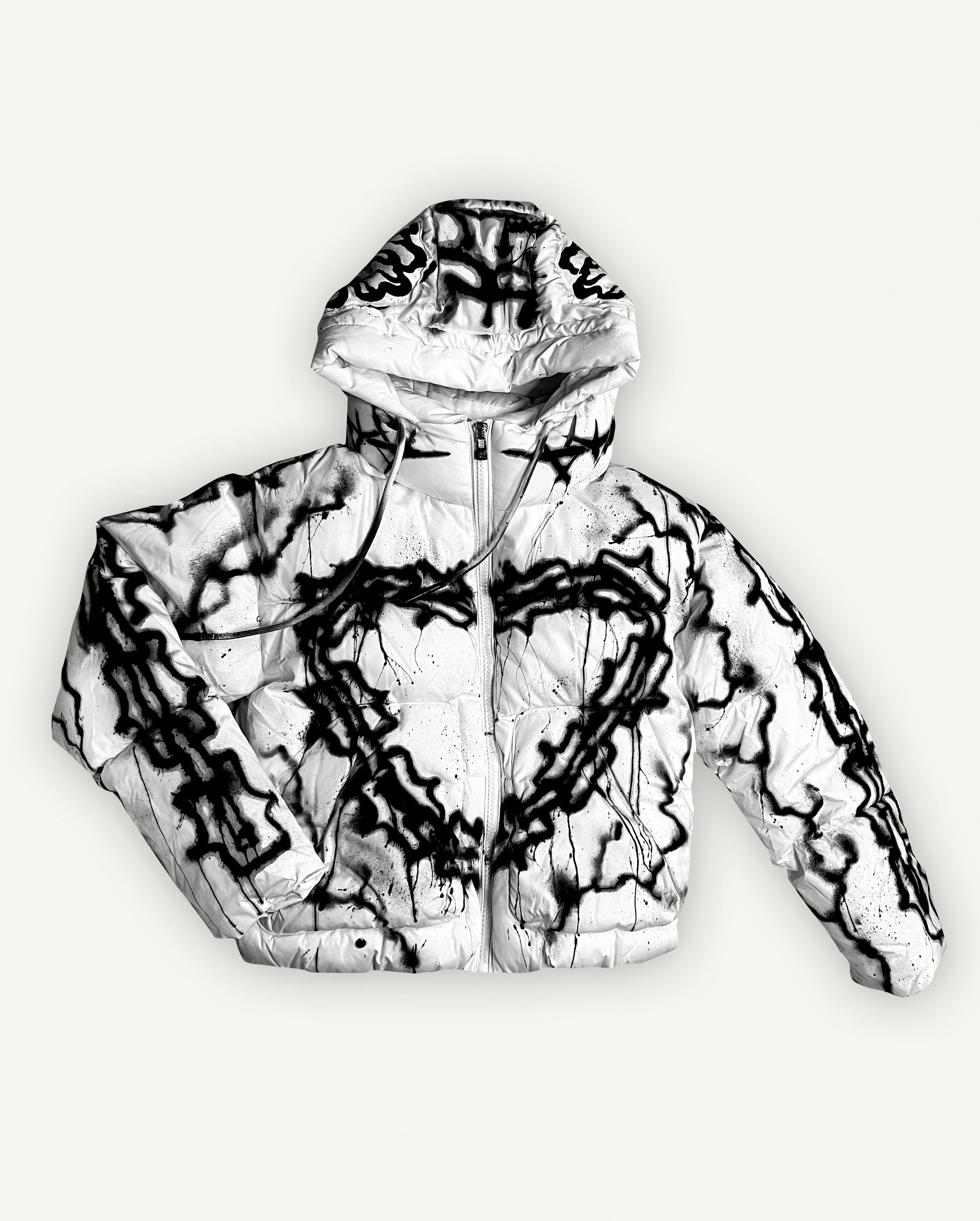 HEART OF STEEL airbrush HOODED PUFFER 003