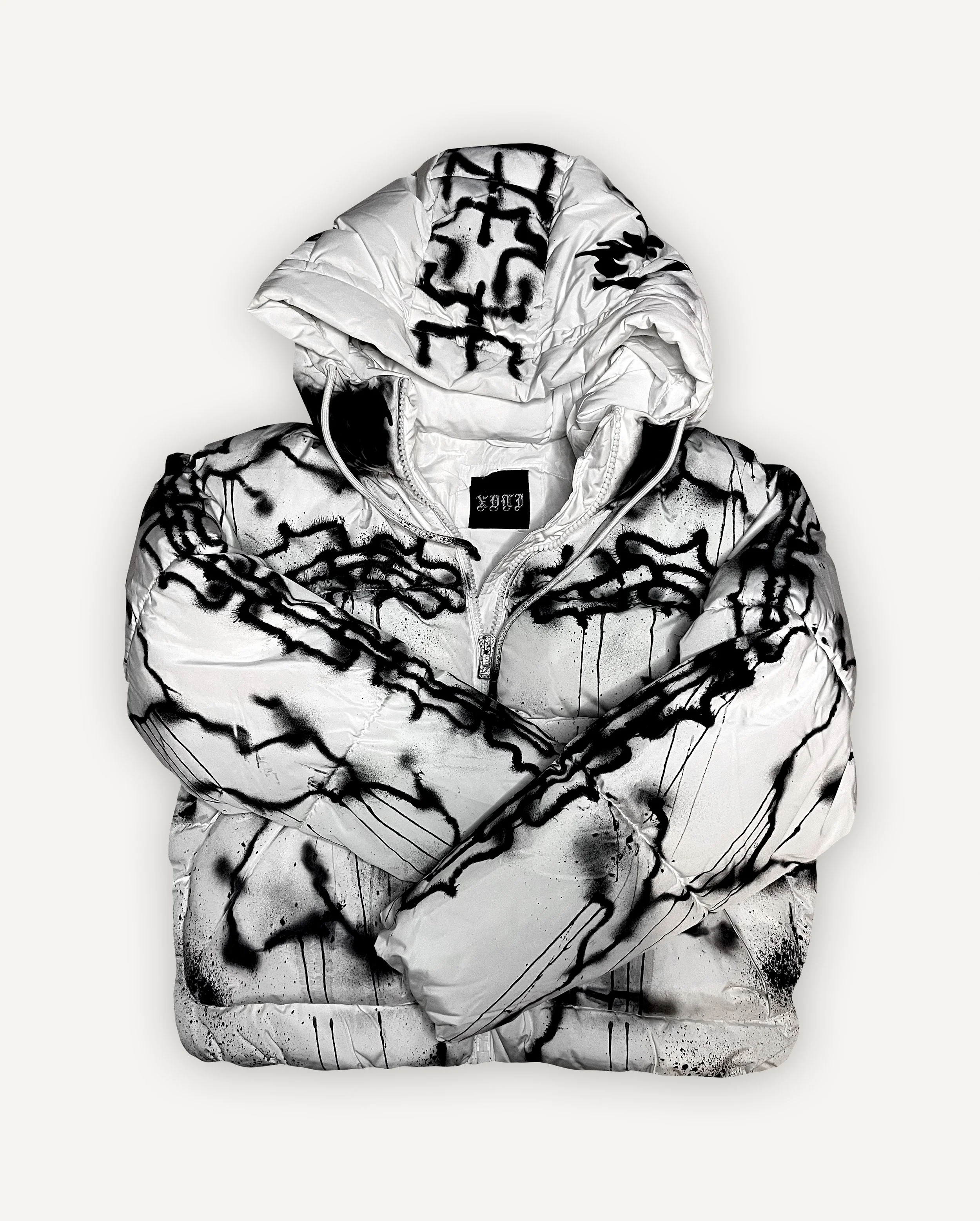 HEART OF STEEL airbrush HOODED PUFFER 004