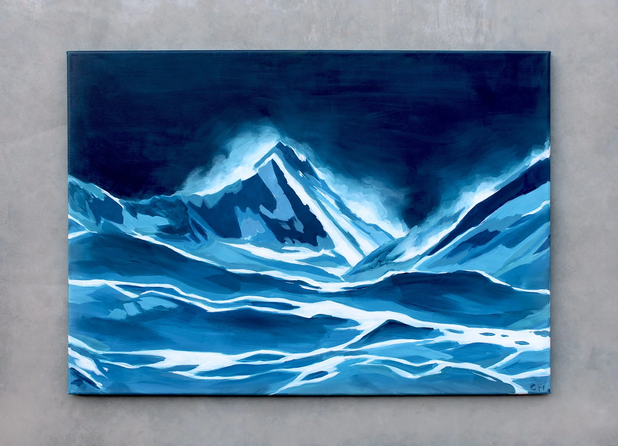 Weisshorn dans la nuit | 2025 | 50x70 cm | Acrylic on canvas