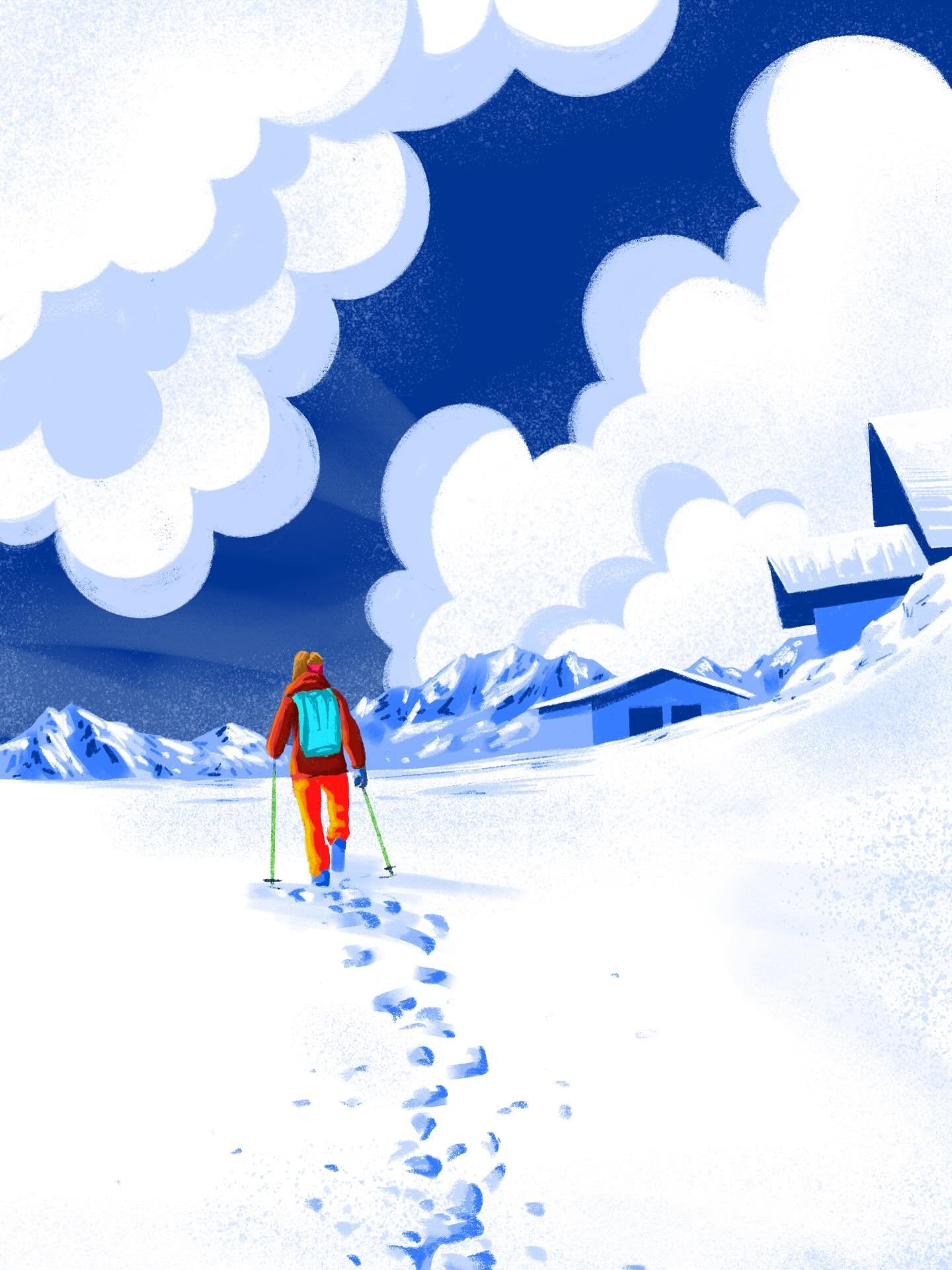 Remembering winter when it's too warm outside ☀️🥵 Hiking in the snow illustration ☃️

#illustration #illustratorenschweiz #outdoor #digitalillustration #neige #passionoutdoor #wintervibes