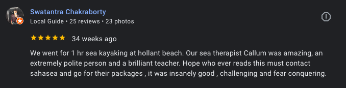 review for kayaking in goa