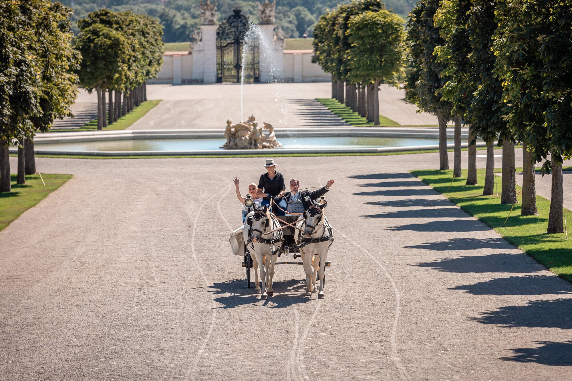 Schloss Hof horse-drawn carriage tour wedding