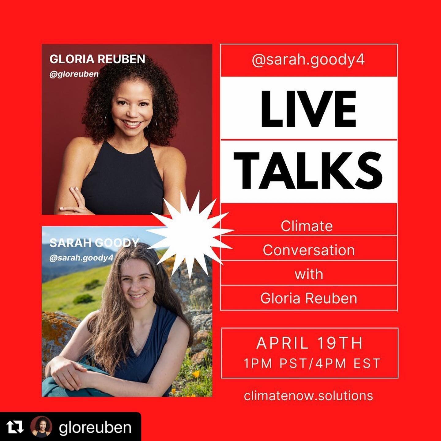 Can&rsquo;t wait for tomorrow! Tune in on Sarah&rsquo;s page @sarah.goody4 

#Repost @gloreuben with @make_repost
・・・
Please join me tomorrow, Monday April 19th, for an Instagram Live chat with @sarah.goody4 at 1pm PST/ 4pm EST!
.
.
.
.
.
#waterkeepe