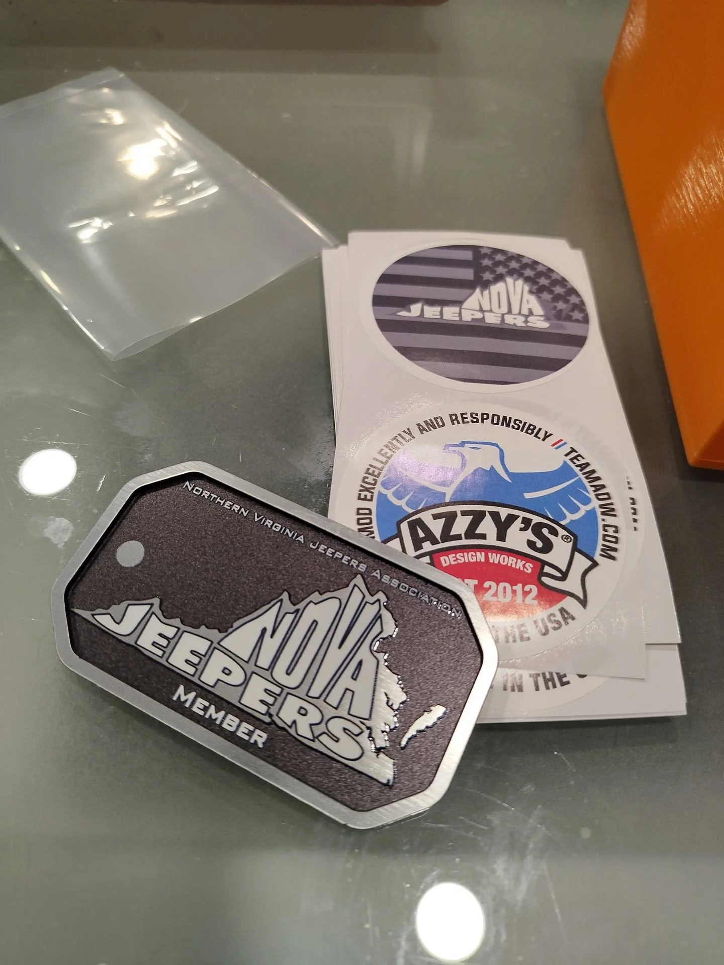 4x4 club member ship badge, laser cut and UV printed