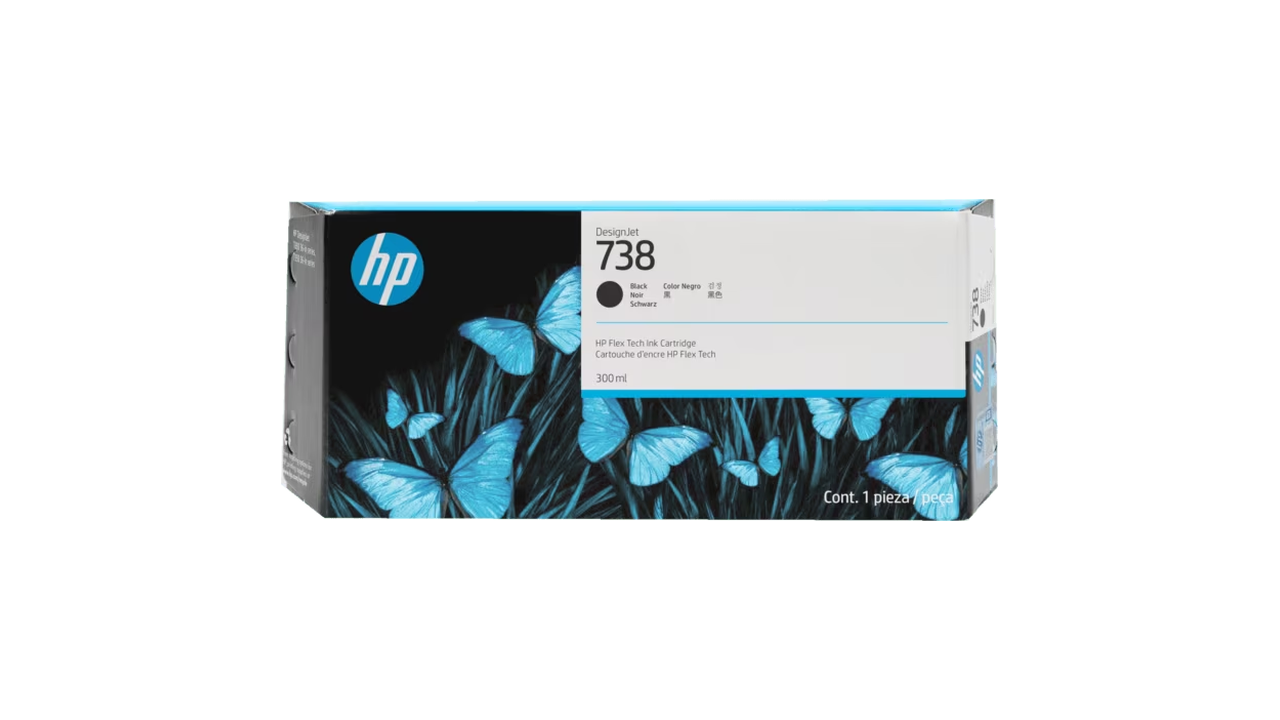 HP 498N8A (738) Black DesignJet Ink Cartridge, 300 ml