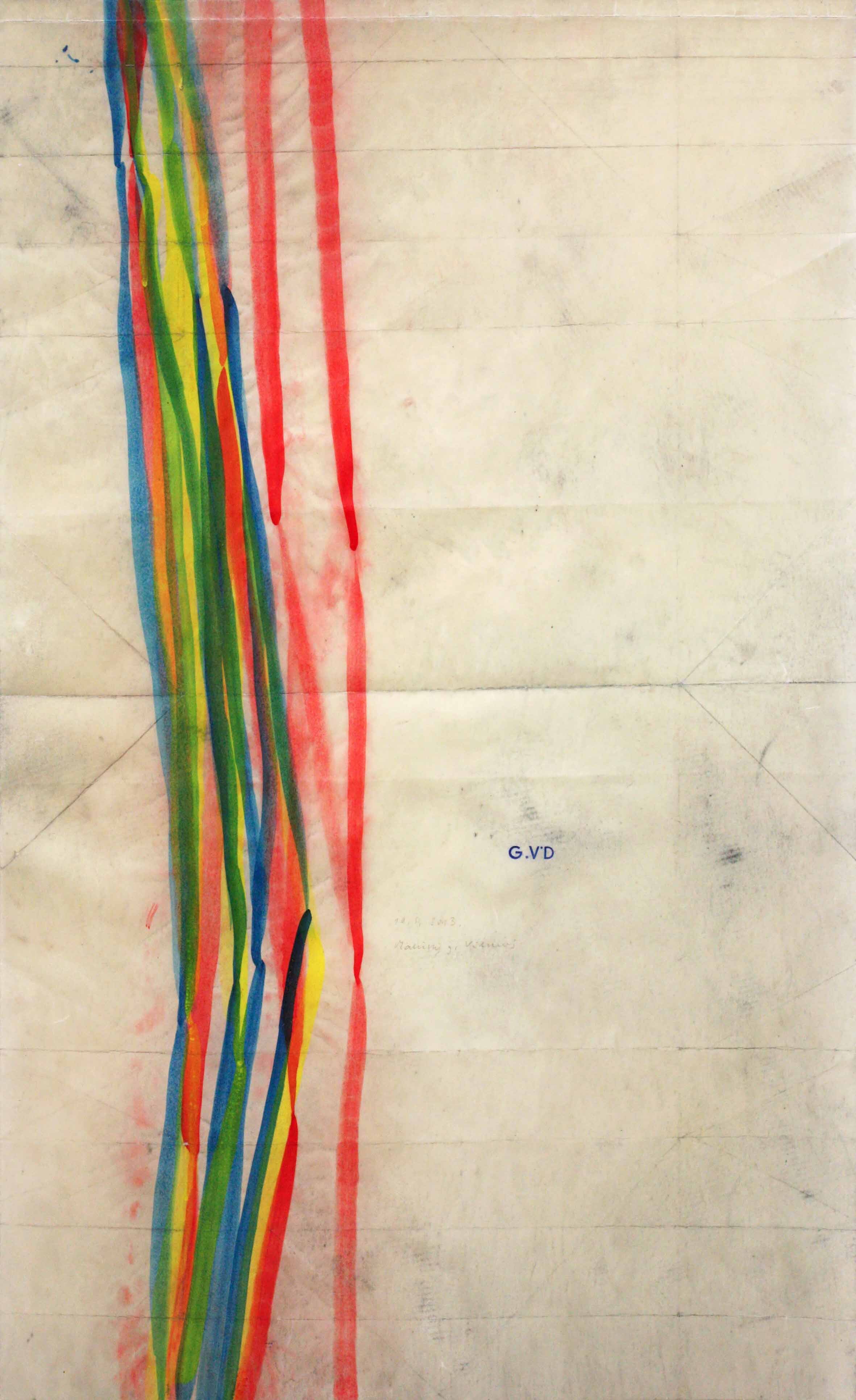  “Stripped”, 90 × 30 cm, Aquarell and Wax on Paper, 2013 