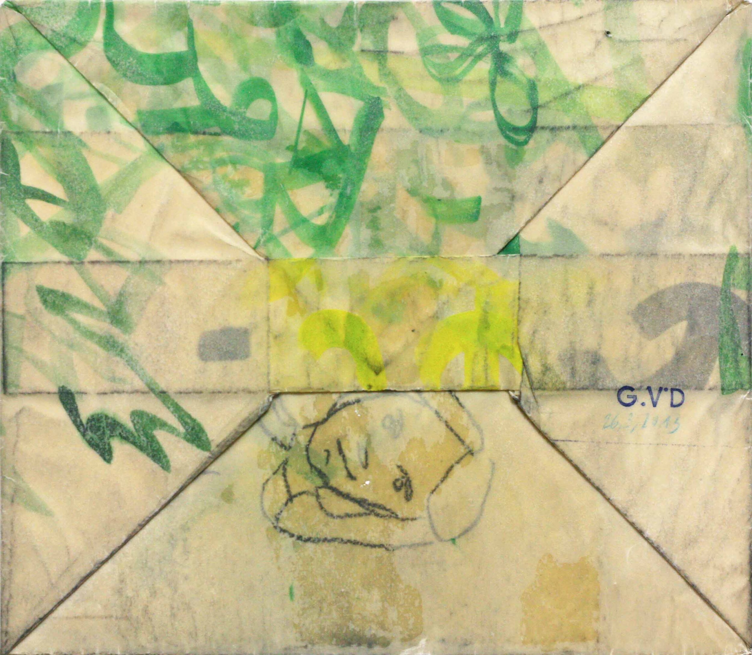  “Post / Udo Envelope (2)”, 27 × 30 cm, Aquarell, Pencil and Wax on Paper, 2013 
