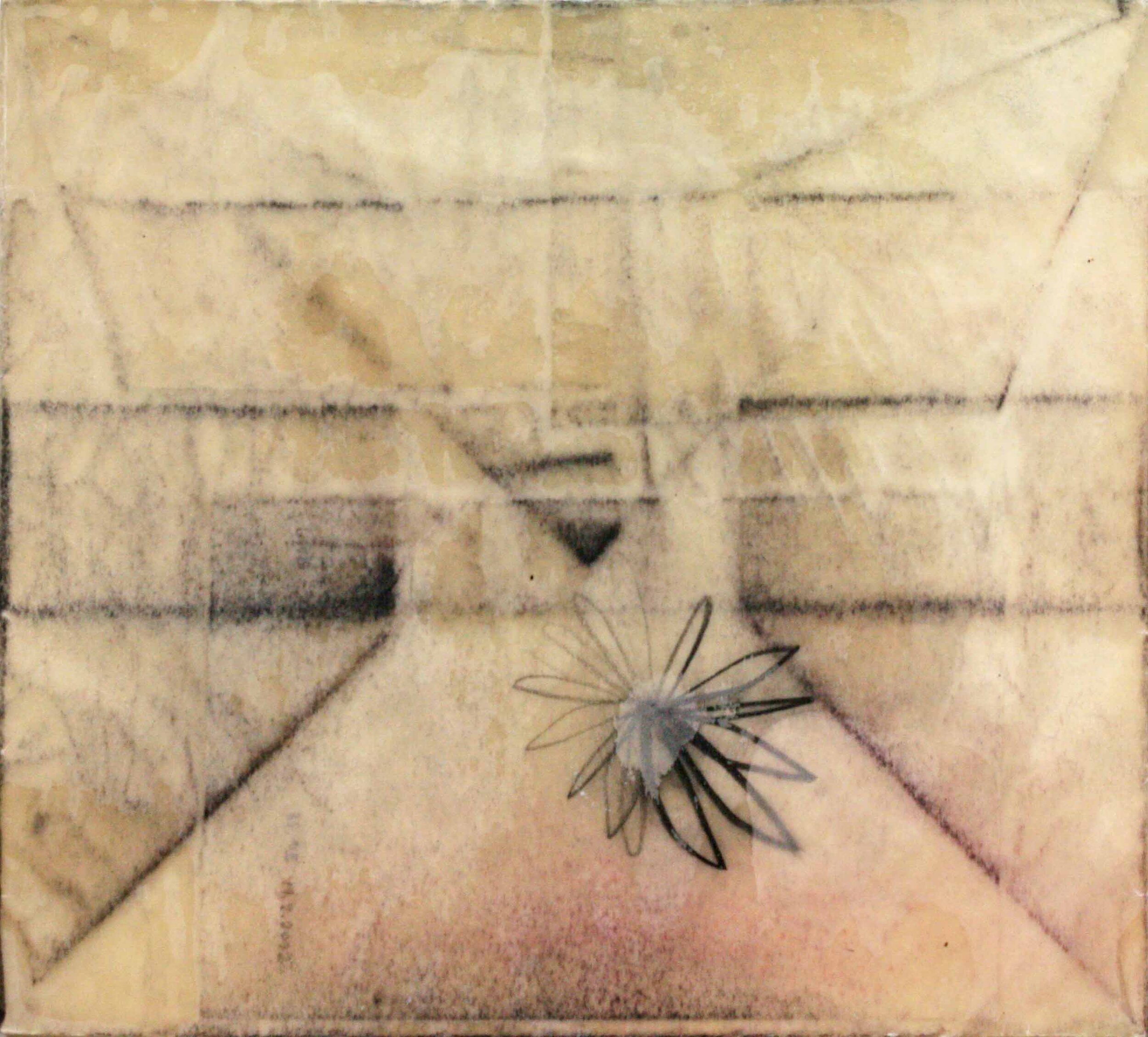  “Post / Udo Envelope (1)”, 27 × 30 cm, Pencil and Wax on Paper, 2013 