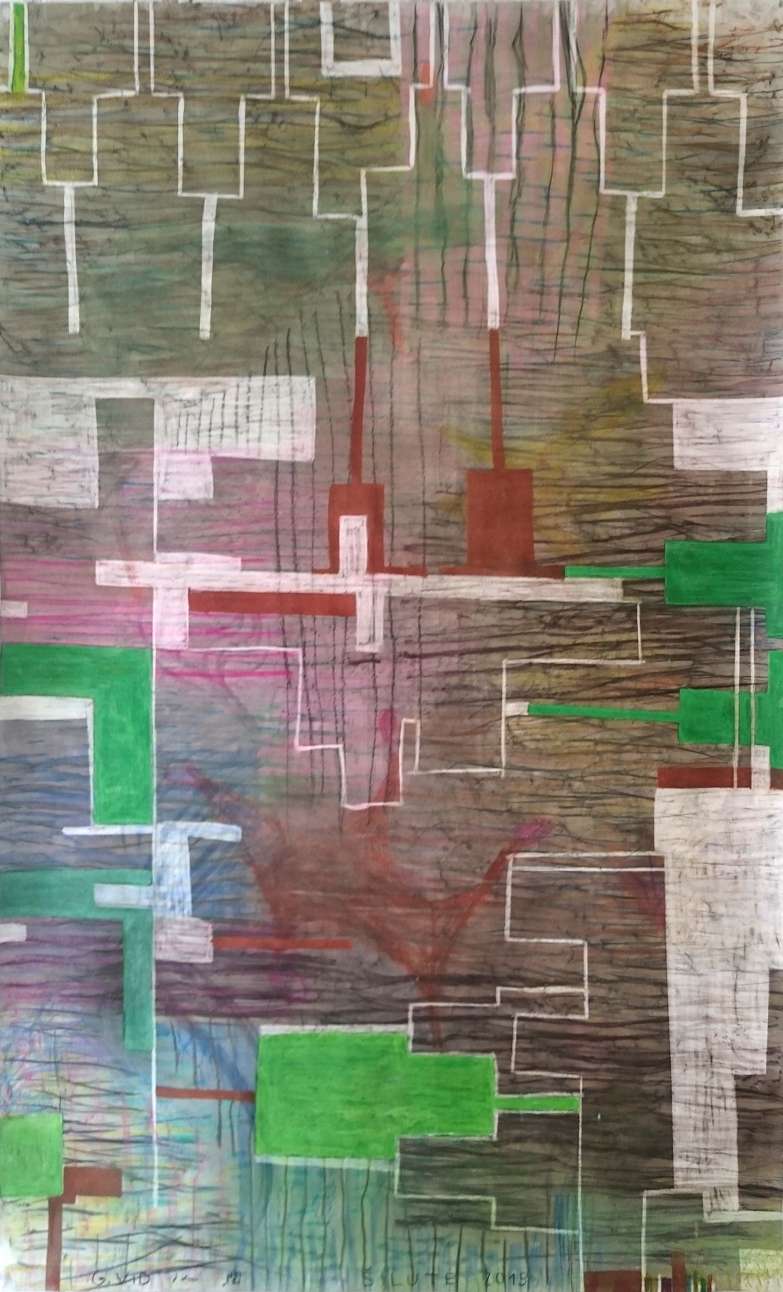  “Ten, kur Mes”  Gabija Vidrinskaitė, Adrian Mudder &amp; Matthias Jun Wilhelm  250 × 150 cm, Pastel and Charcoal on Paper, 2015 