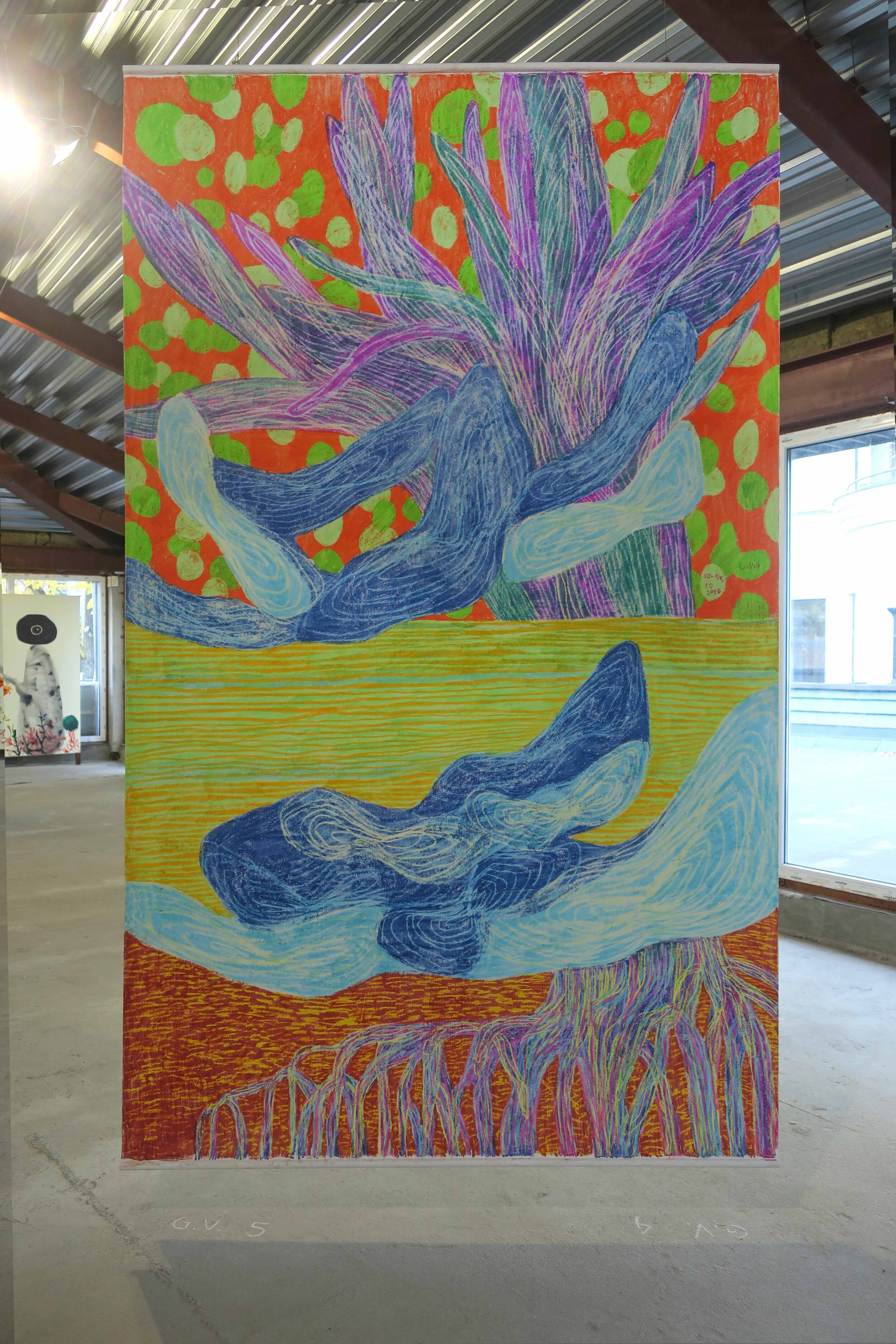  Gabija Vidrinskaitė, “Uzo”  250 × 150 cm, Oil-pastel on Paper, 2016 