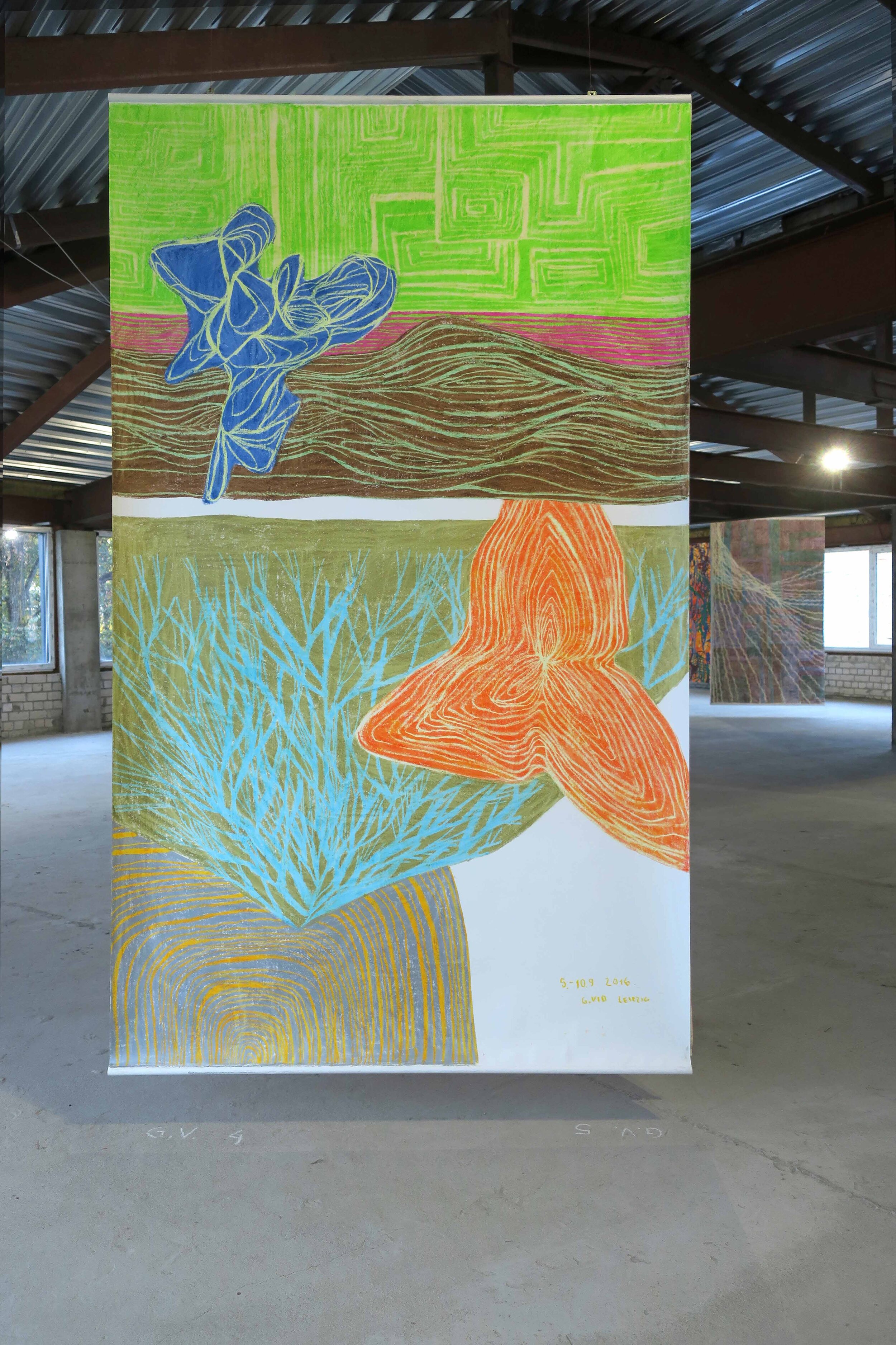  Gabija Vidrinskaitė, “Rapidu”  250 × 150 cm, Oil-pastel on Paper, 2016 