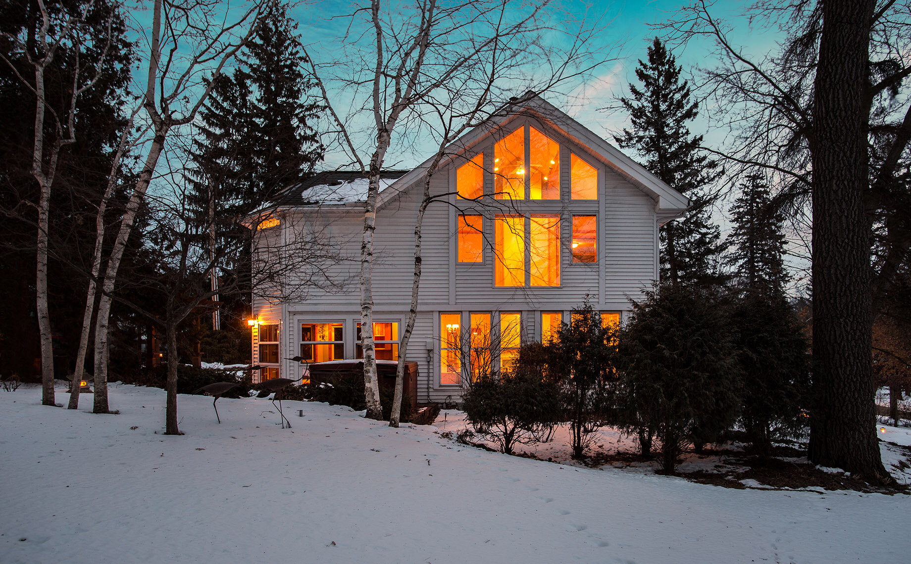 beautiful home at night photo