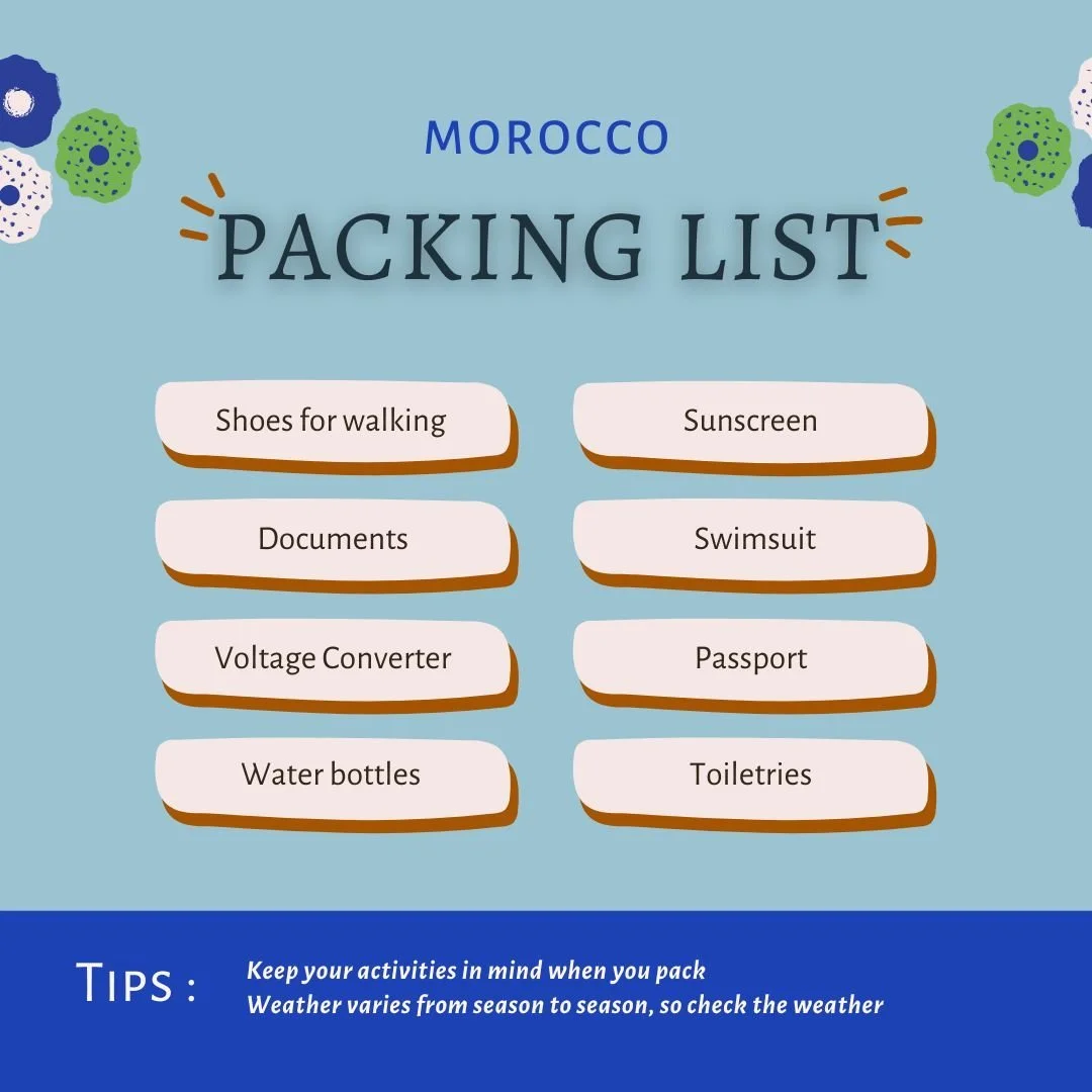 Visiting Morocco should be on every traveler&rsquo;s bucket list. But what are the best things to bring to the country? We have put together a short little check list as you prepare for your moroccan adventure. Check out our blog post to see the full