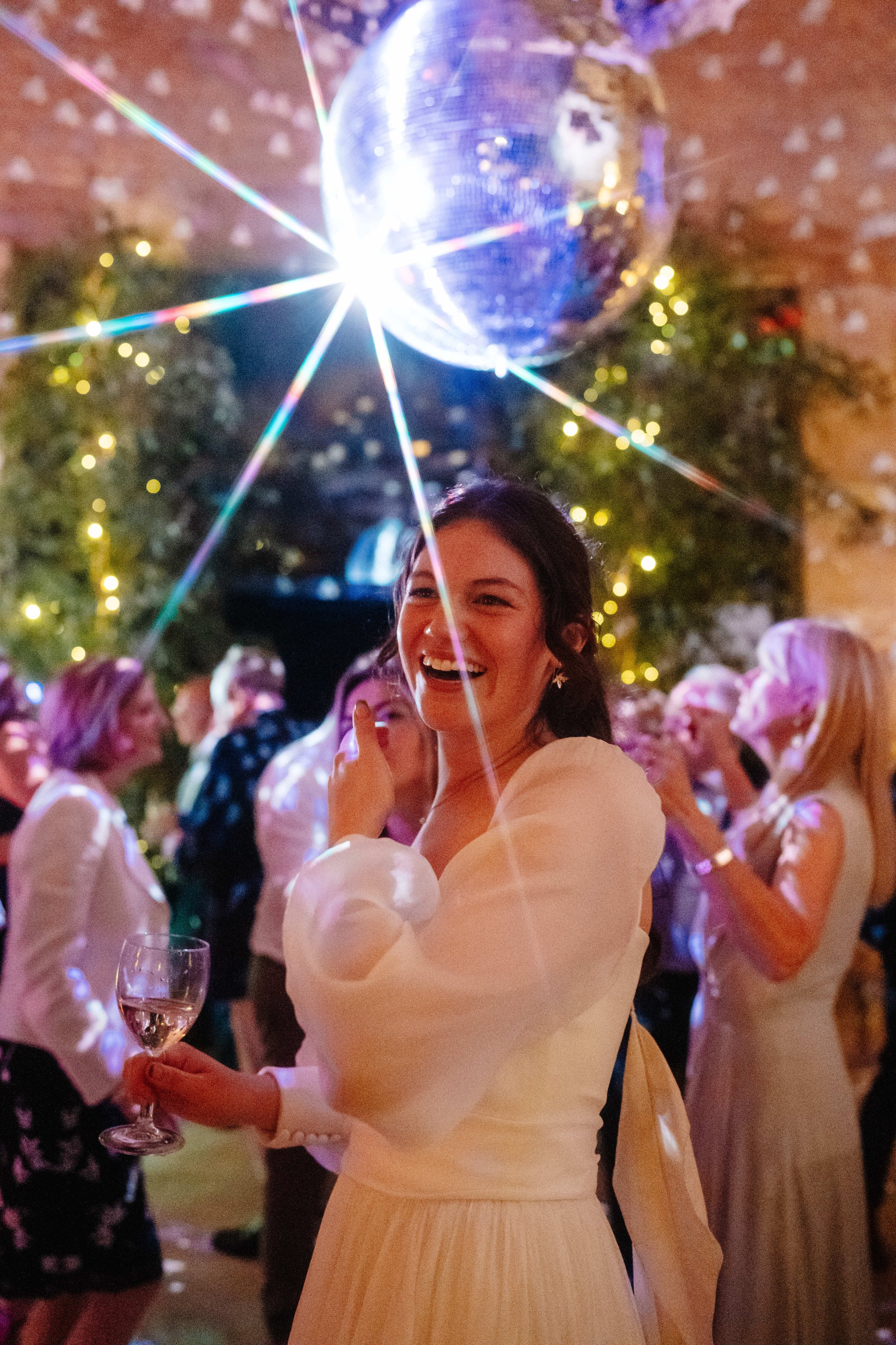 bride on the dance floor at Old Gore by Yardspace in the cotswolds
