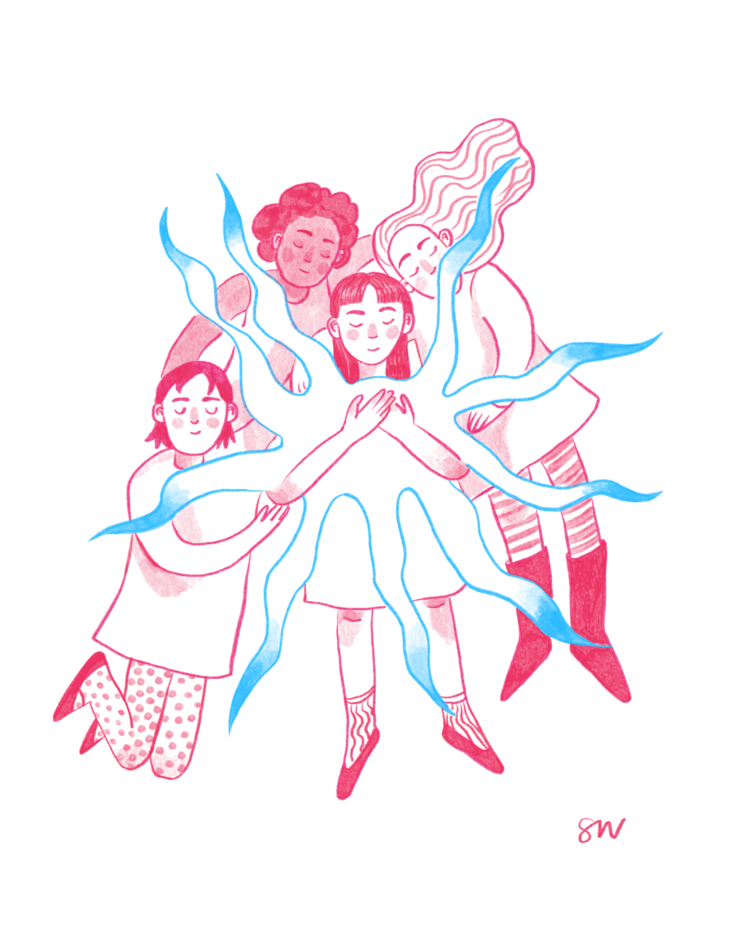 "Held pt 2", 8.5"x11", digital illustration.

Illustration of my gratitude for the people who love and support me. Love is an incredible force of healing. 