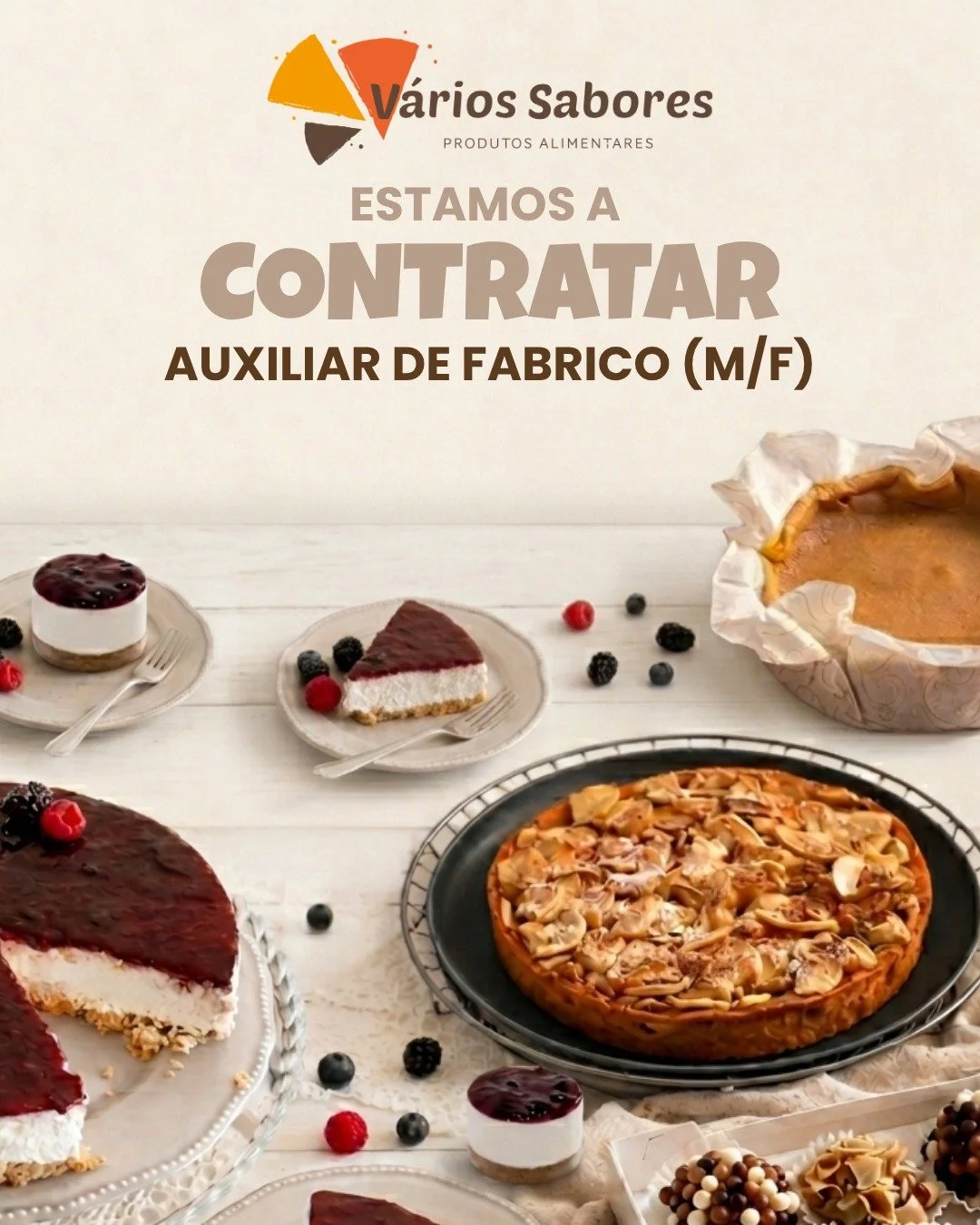 🏭 ESTAMOS A CONTRATAR: Auxiliar de Fabrico (m/f) 
Procuramos profissionais din&acirc;micos e respons&aacute;veis para integrar a nossa equipa de produ&ccedil;&atilde;o nas Caldas da Rainha, das 09:00 &agrave;s 18:00. Se tens gosto pelo trabalho em e