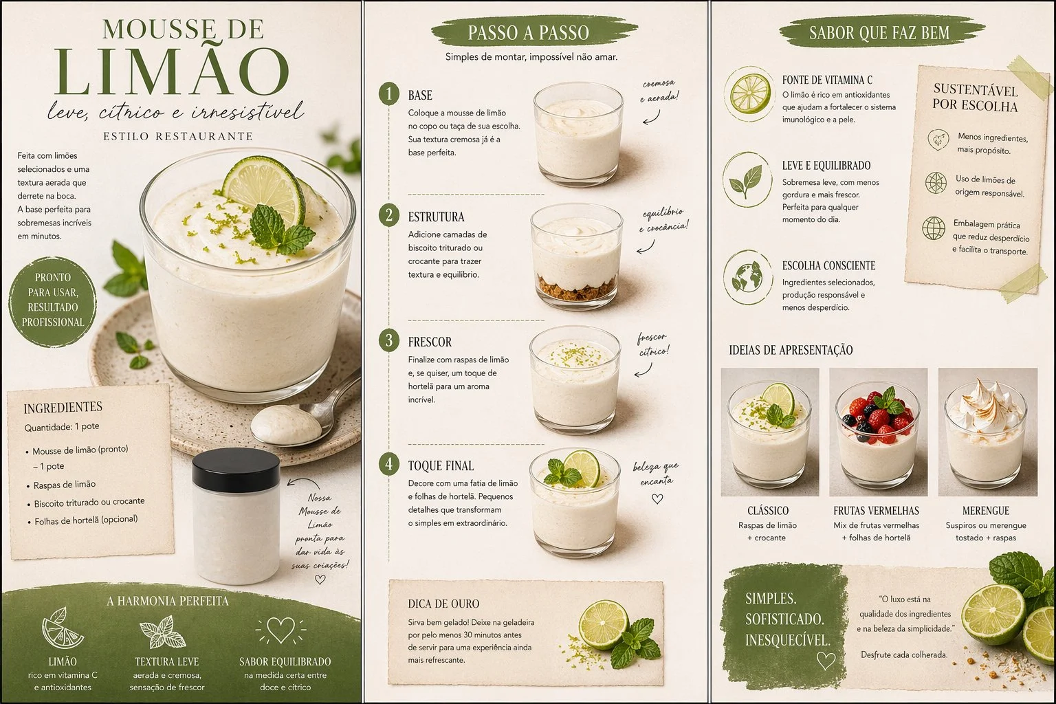 Mousse de Limão: uma sobremesa leve, fresca e pronta a servir