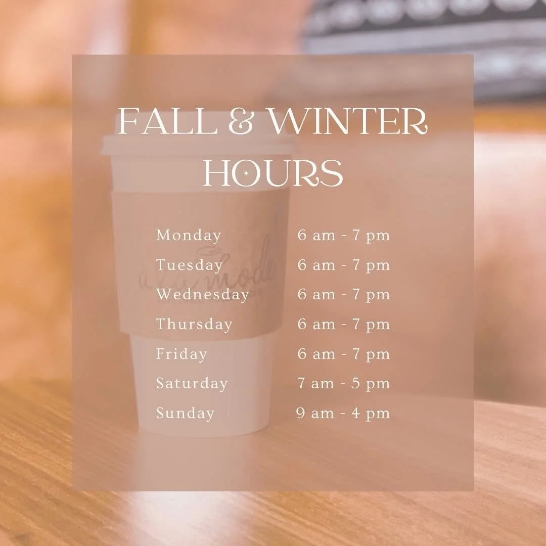 Colder weather means earlier hours, starting today our hours will be changing to adjust to the season! ❄️🍁