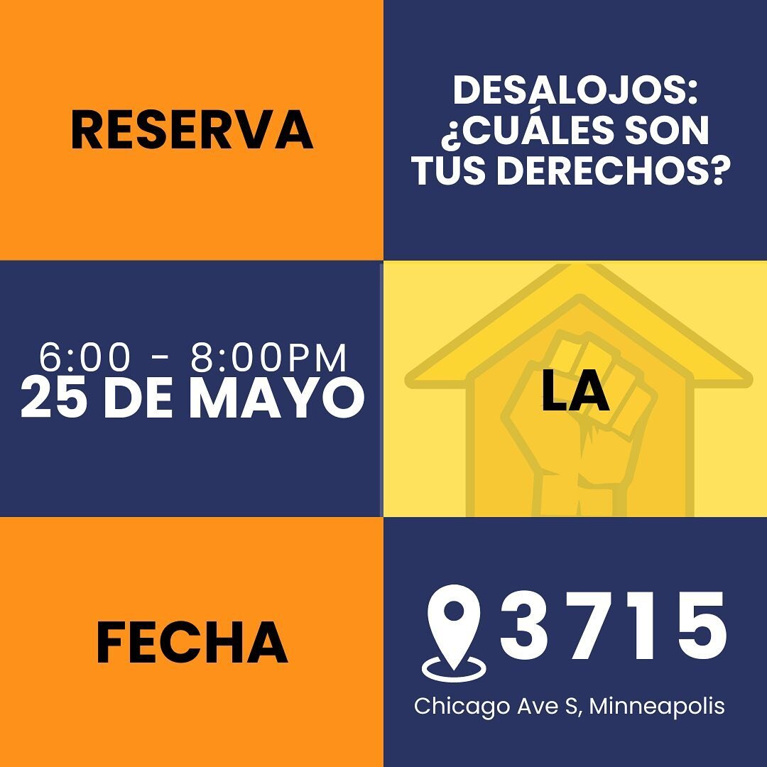 &iquest;Est&aacute;s experimentando aumentos de renta? &iquest;Tienes miedo de ser desalojade? 

Reg&iacute;strate para nuestro entrenamiento de los b&aacute;sicos de vivienda, incluso tus derechos como inquiline.

25 de mayo desde 6 a 8pm en 3715 Ch