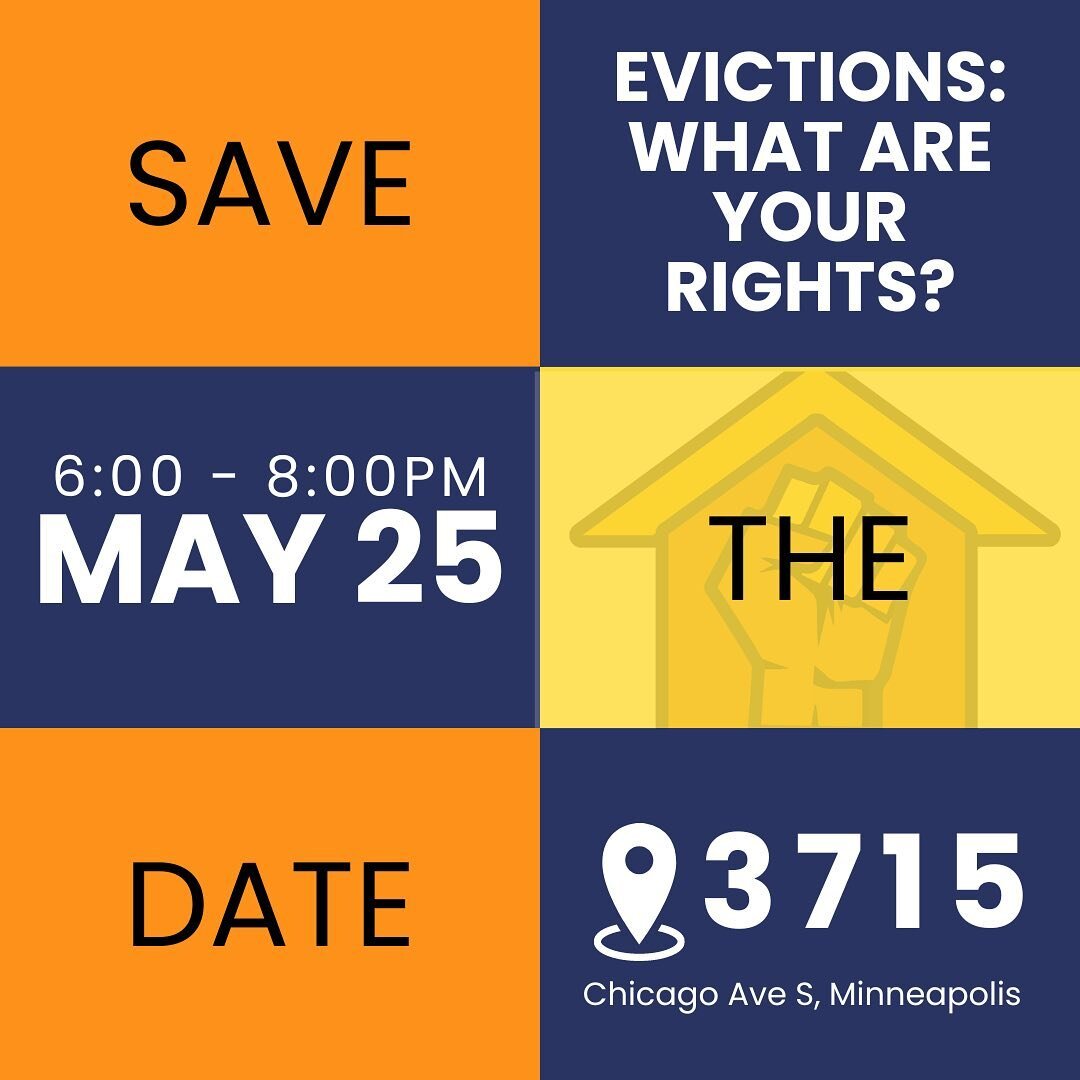 [espa&ntilde;ol abajo] Are you experiencing rent increases? Are you afraid of being evicted?

Join us for a training on housing basics, including your rights as a tenant.

May 25th from 6-8pm at 3715 Chicago Ave S in Minneapolis, MN.

Registration fo