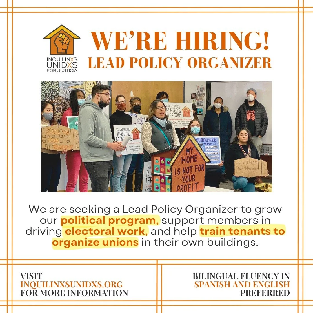 [Espa&ntilde;ol abajo] 💥JOB ALERT 💥At such an energizing moment in the housing justice movement, with tenant unions across the nation building renter power and fighting for rent stabilization, just cause eviction policies and social housing, we're 