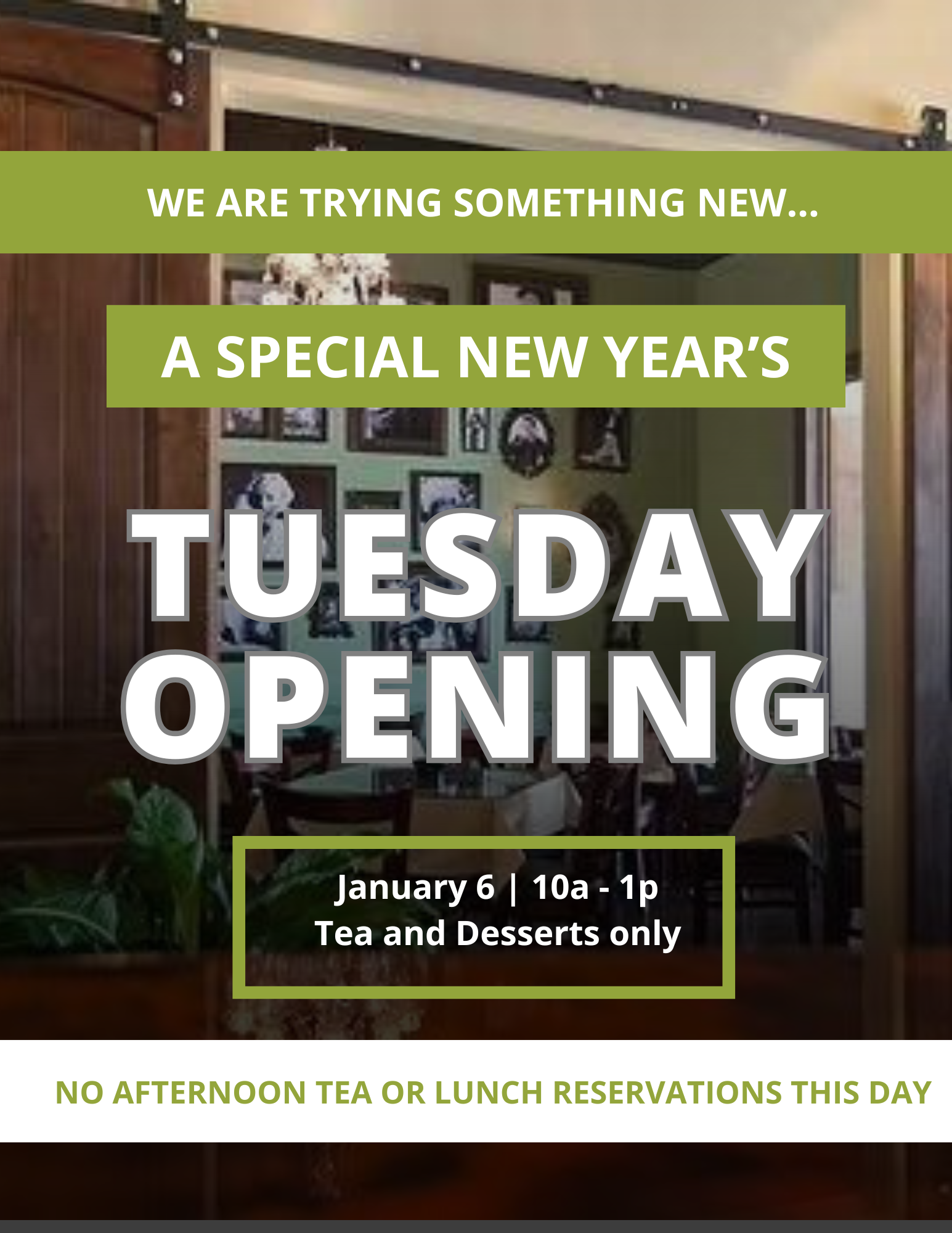 Special New Year's Tuesday Open