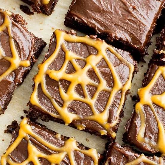 Peanut Butter-Marshmallow Spiderweb Brownies