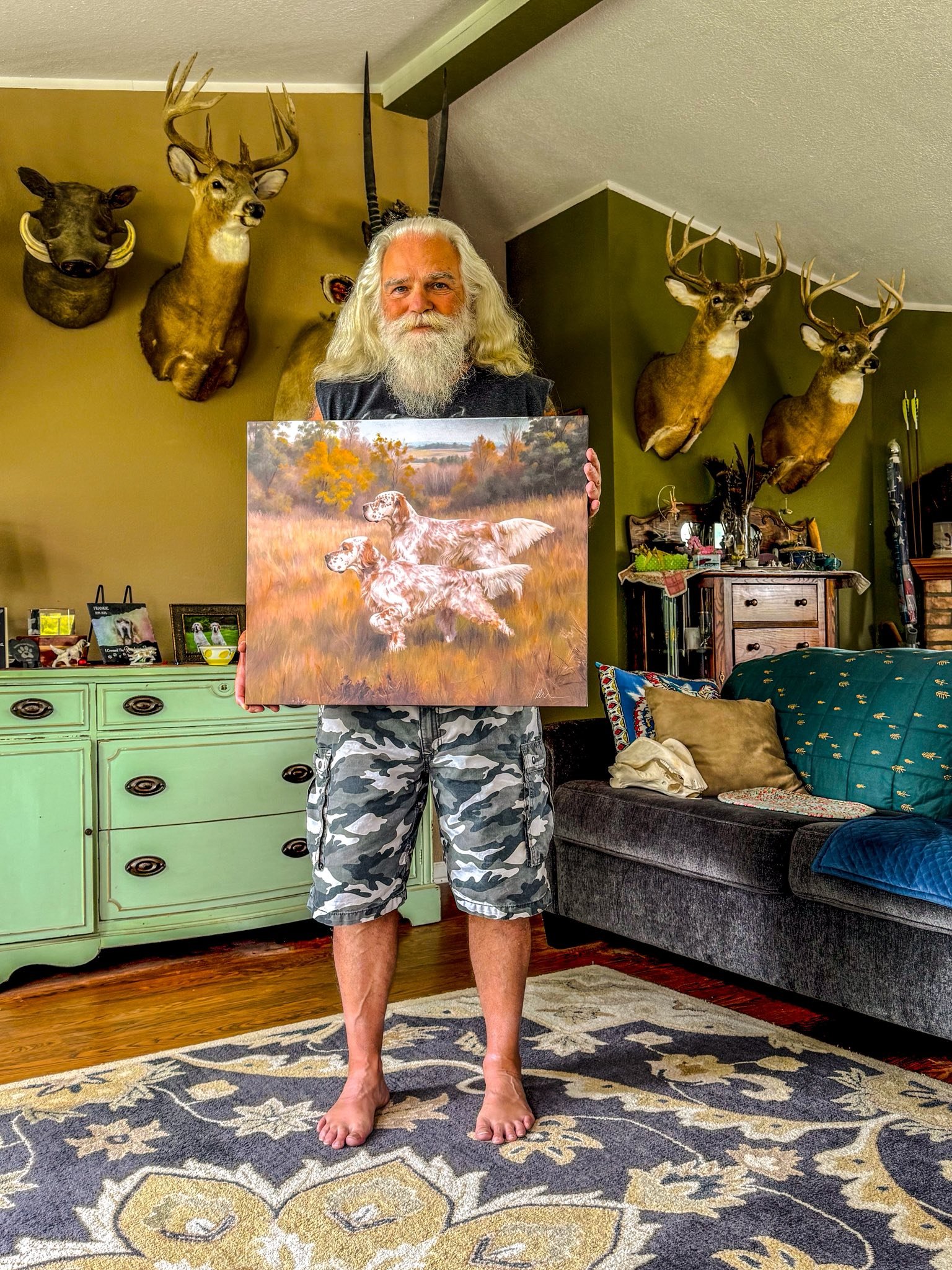 Doug finally got his birthday present - a legacy painting of his boys, Frank and Jesse James. Read the full story of the outlaws here: https://pouka.com/the-lisping-dog/jessejames-frank

#legacypainting #storyscape #memorialpainting #englishsetterart
