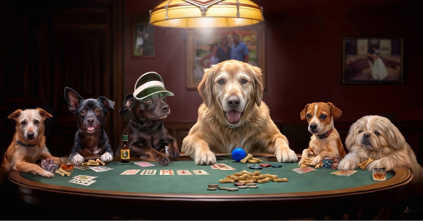 I just completed my largest&mdash;and perhaps most meaningful&mdash;commission yet!
Six beloved dogs, playful Easter eggs, and even stars in their eyes. Read the story behind this special painting here:
https://pouka.com/the-lisping-dog/poker-dogs

#
