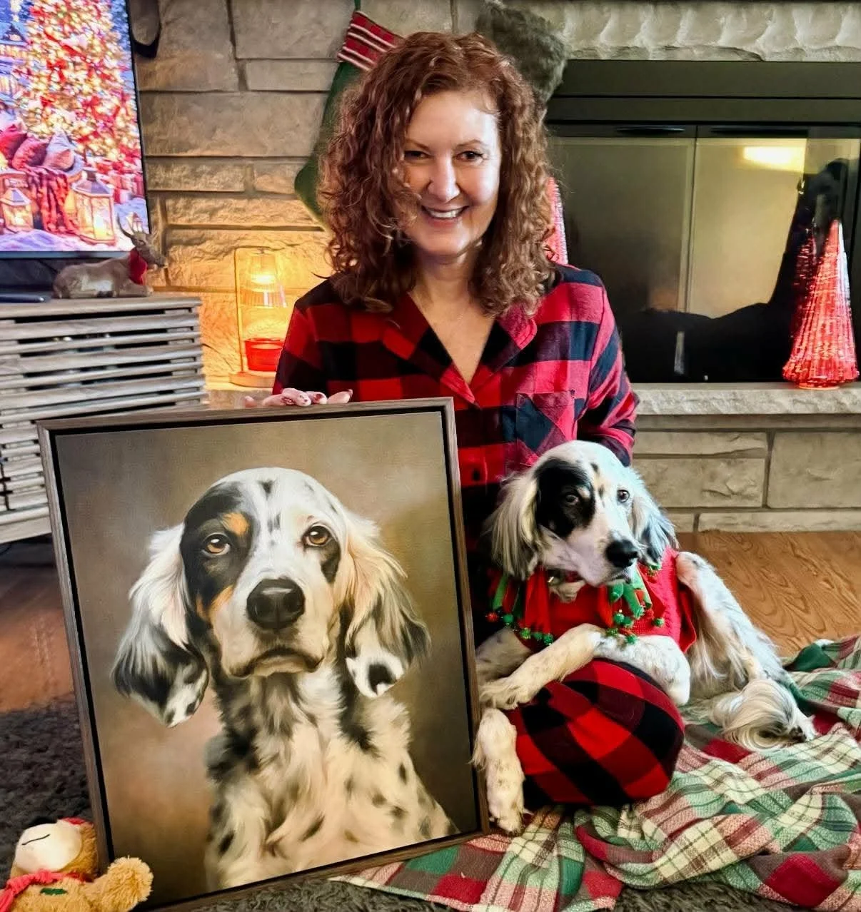 I love seeing images of clients with the paintings, especially when they're holiday surprises!

#holidayartsurprise #doglovergifts #custompainting #dogart #poukaart