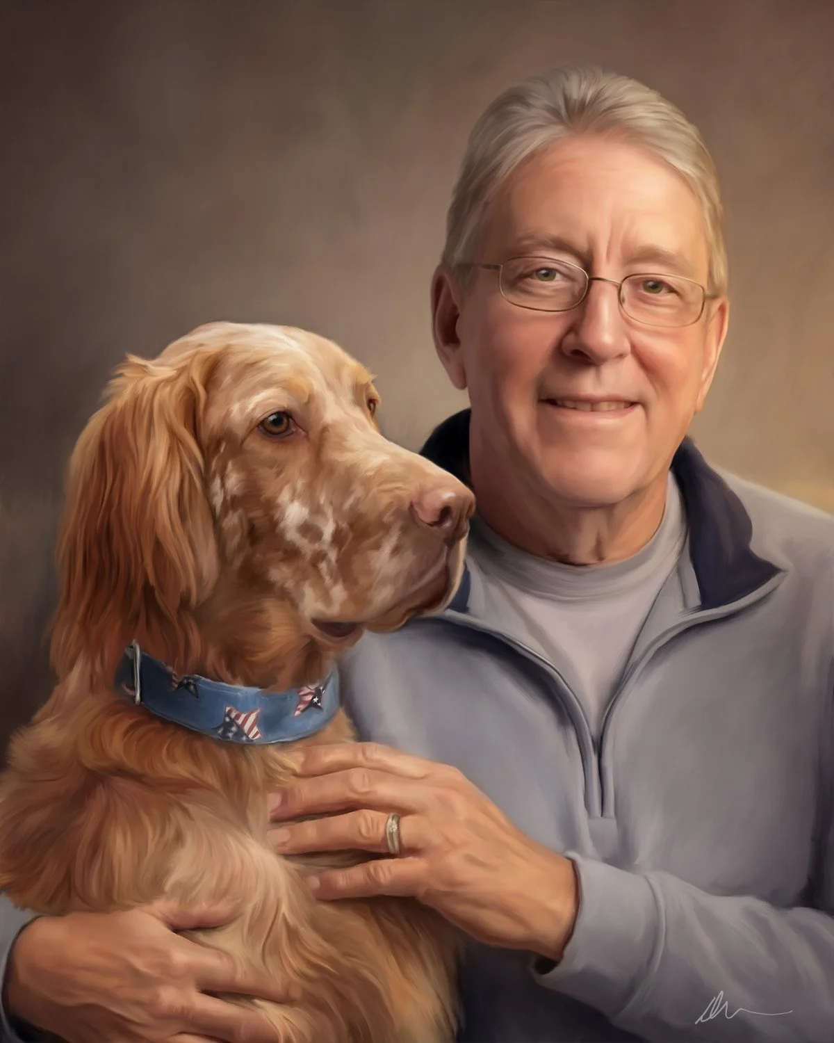 Margie is a long-time friend and client. She hired me to create a portrait of her and John's Setters, Kassie and Snowball, back when I was using traditional graphite pencils - a whopping 15 years ago. She&rsquo;s also one of the first people to meet 