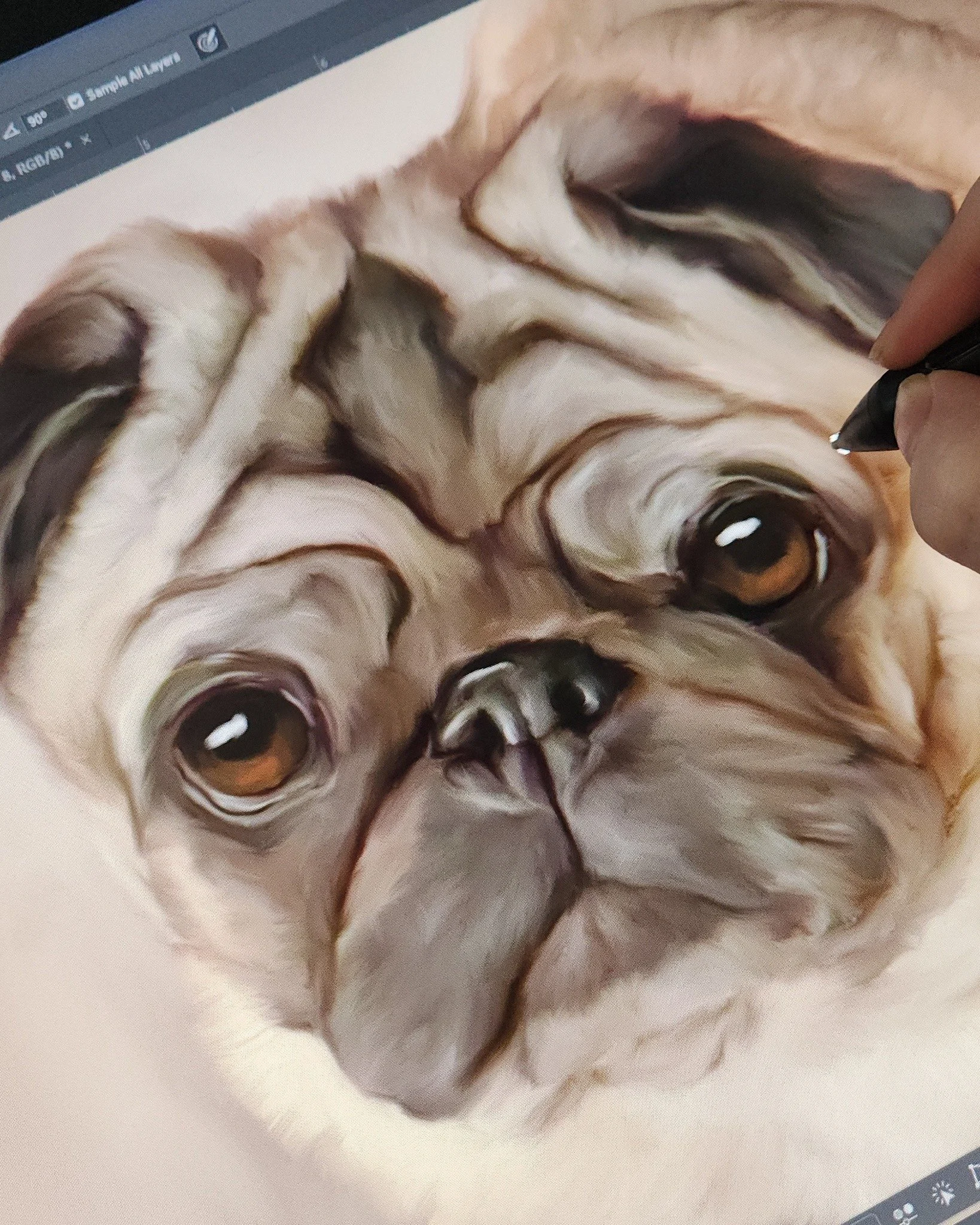 Making sure I respect all those delightful wrinkles on this commission!!

 #pugsofinstagram #commissioneddogart #dogpaintings #poukaart #dogpaintingsofinstagram